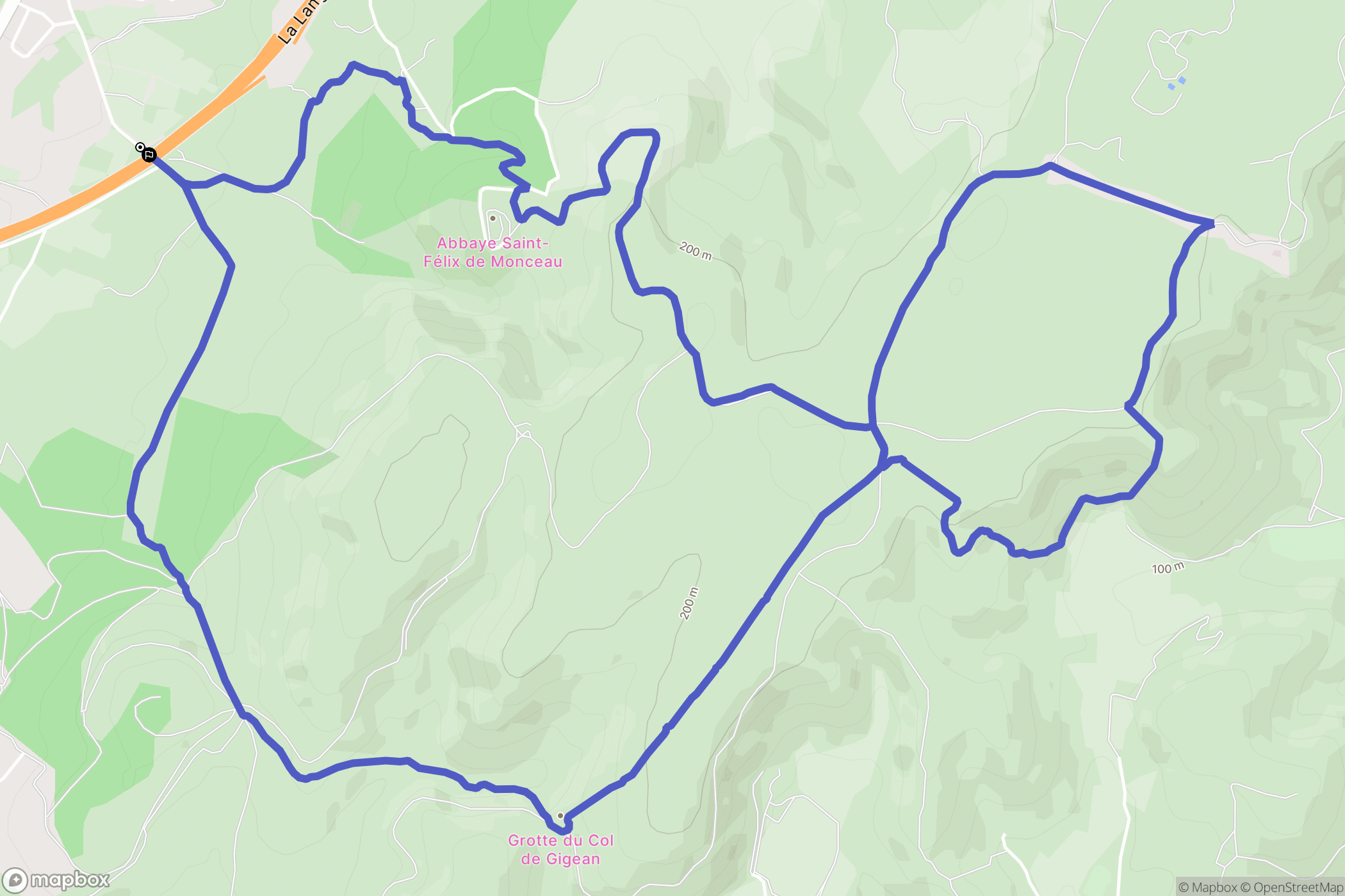 Gigean : carte du parcours de randonnée - France