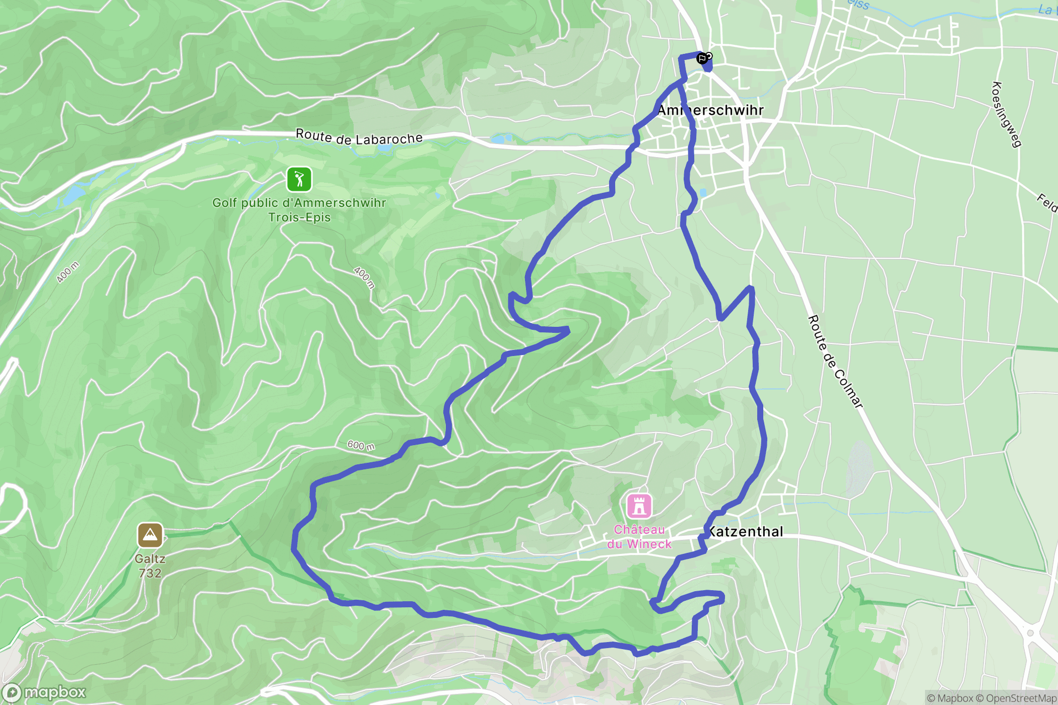 Ammerschwihr : carte du parcours de randonnée - France