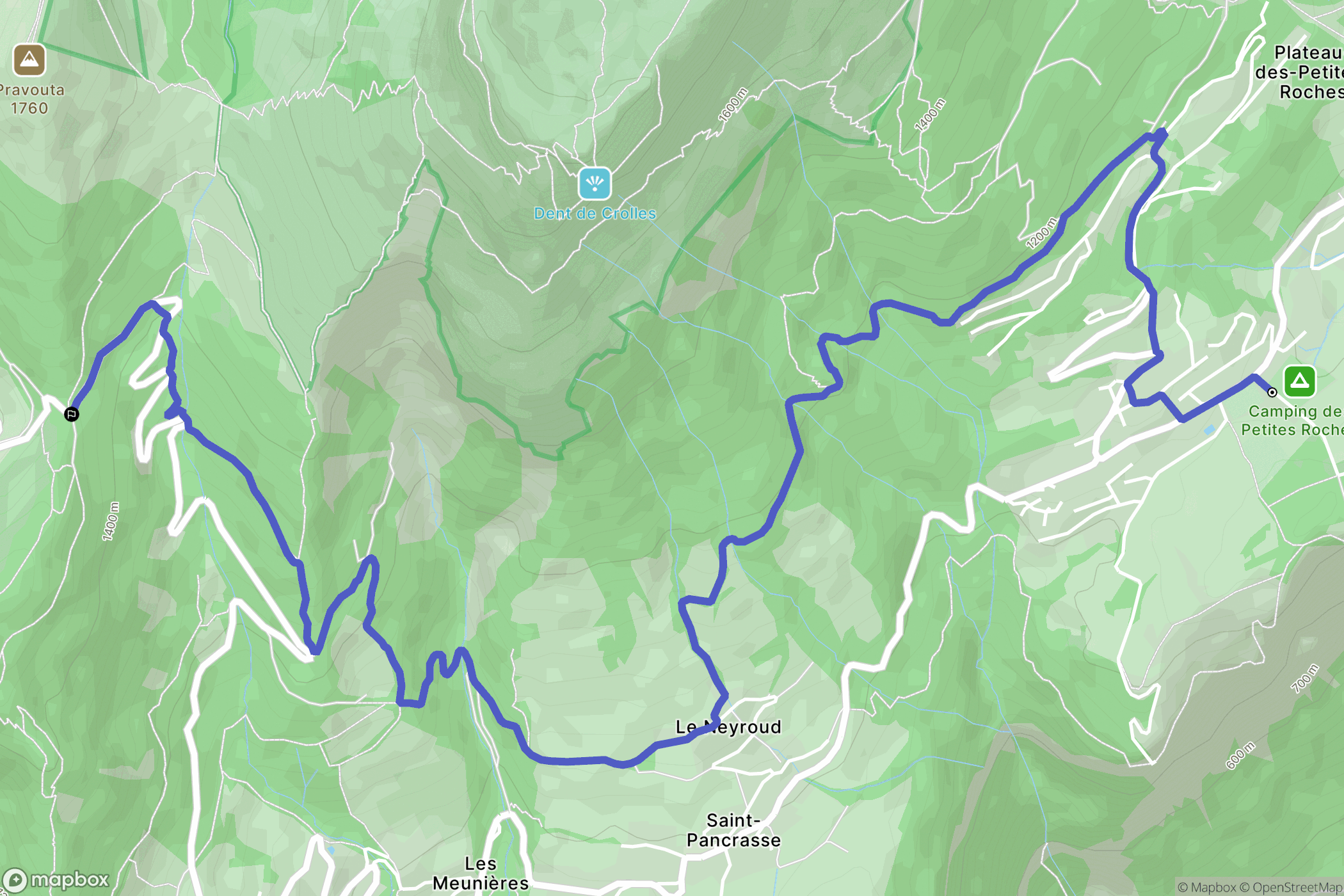 Plateau-des-Petites-Roches : carte du parcours de randonnée - France