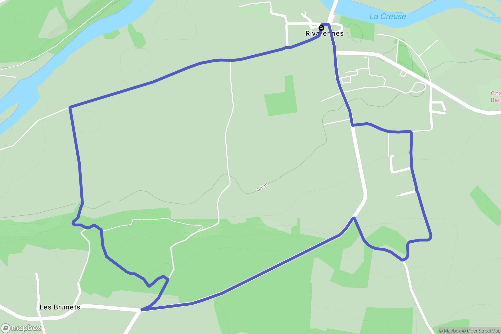 Rivarennes : carte du parcours de randonnée - France