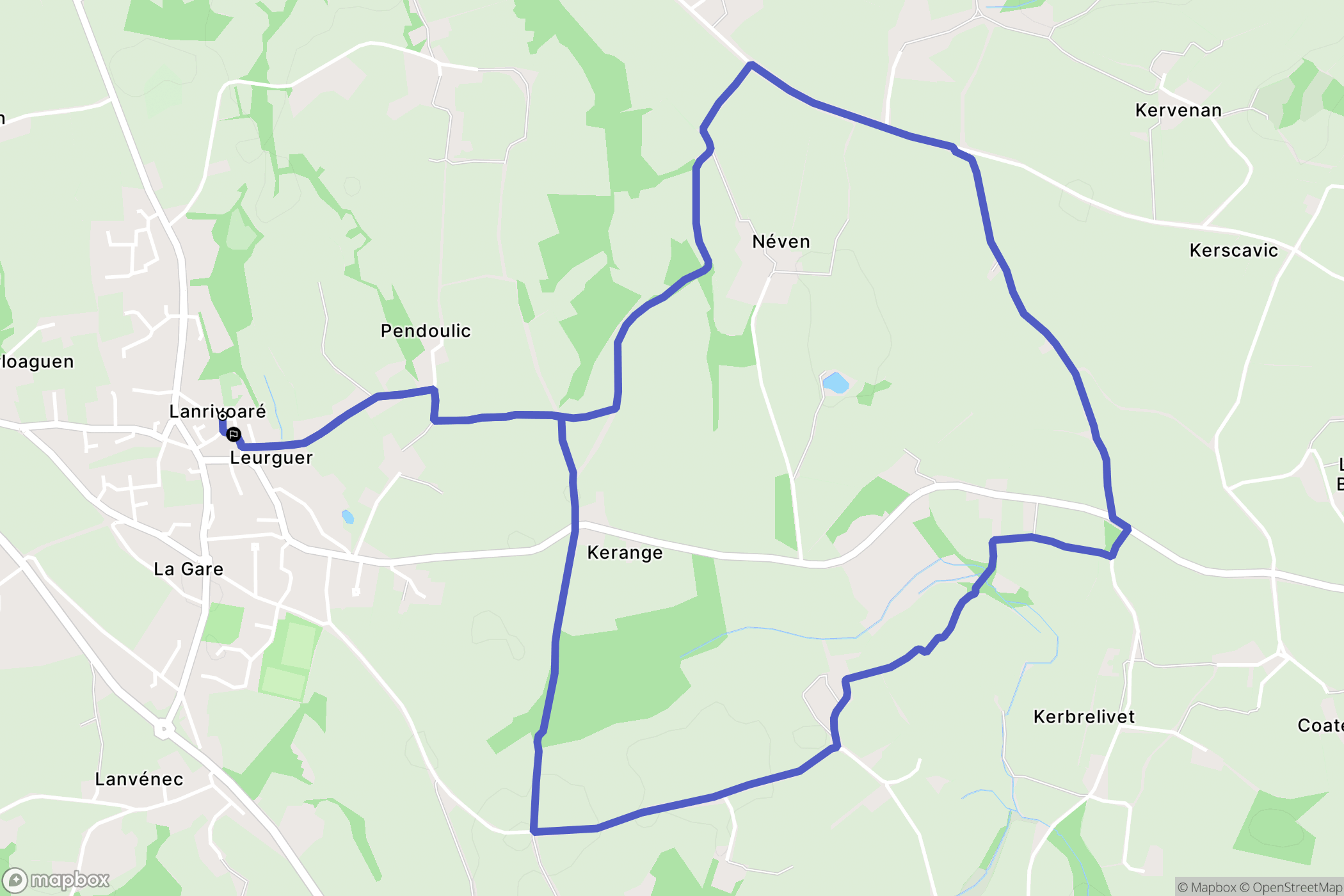 Lanrivoaré : carte du parcours de randonnée - France