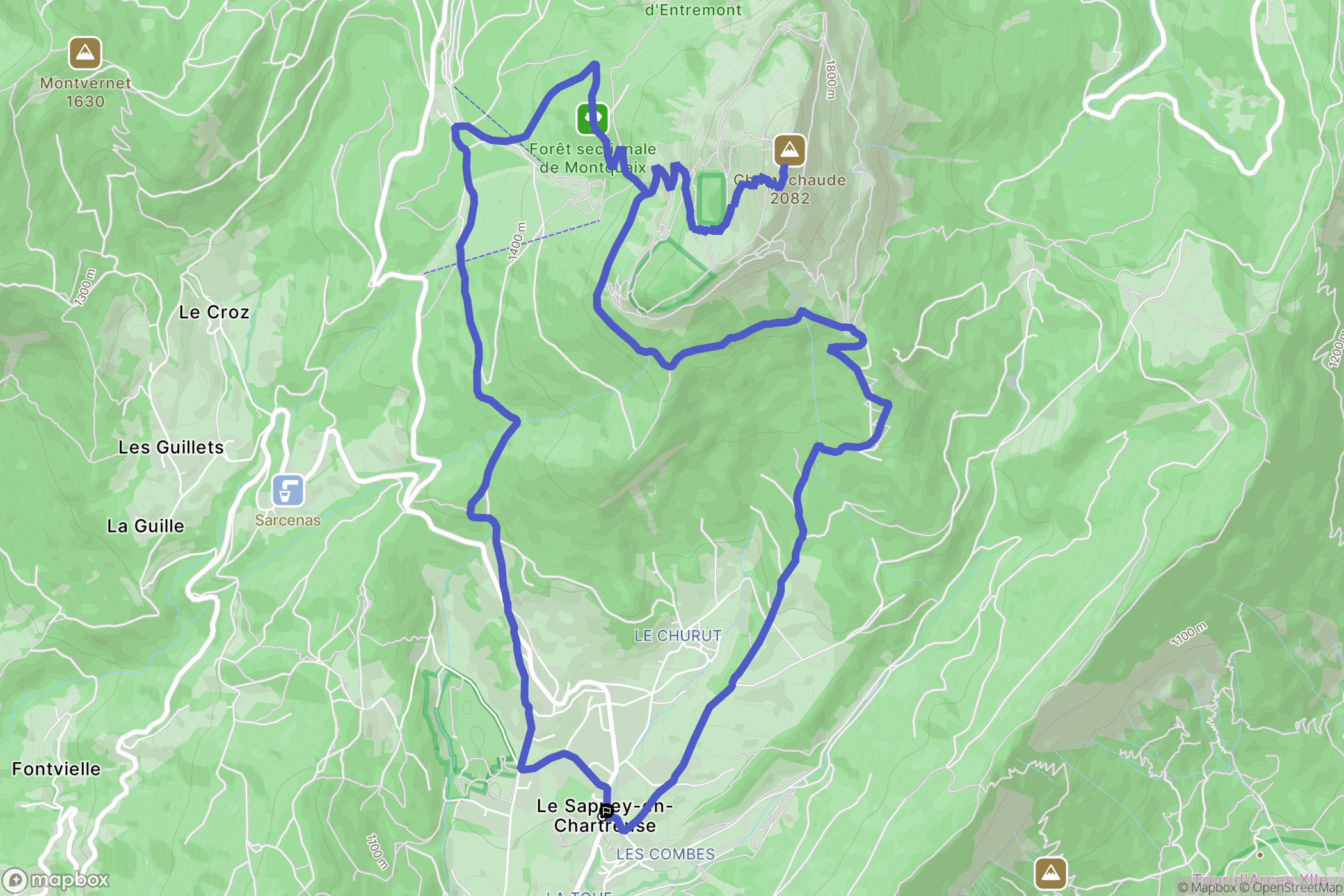 Le Sappey-en-Chartreuse : carte du parcours de randonnée - France