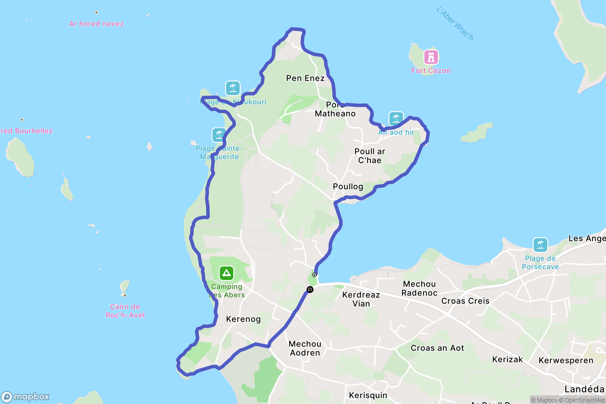 Landéda : carte du parcours de randonnée - France
