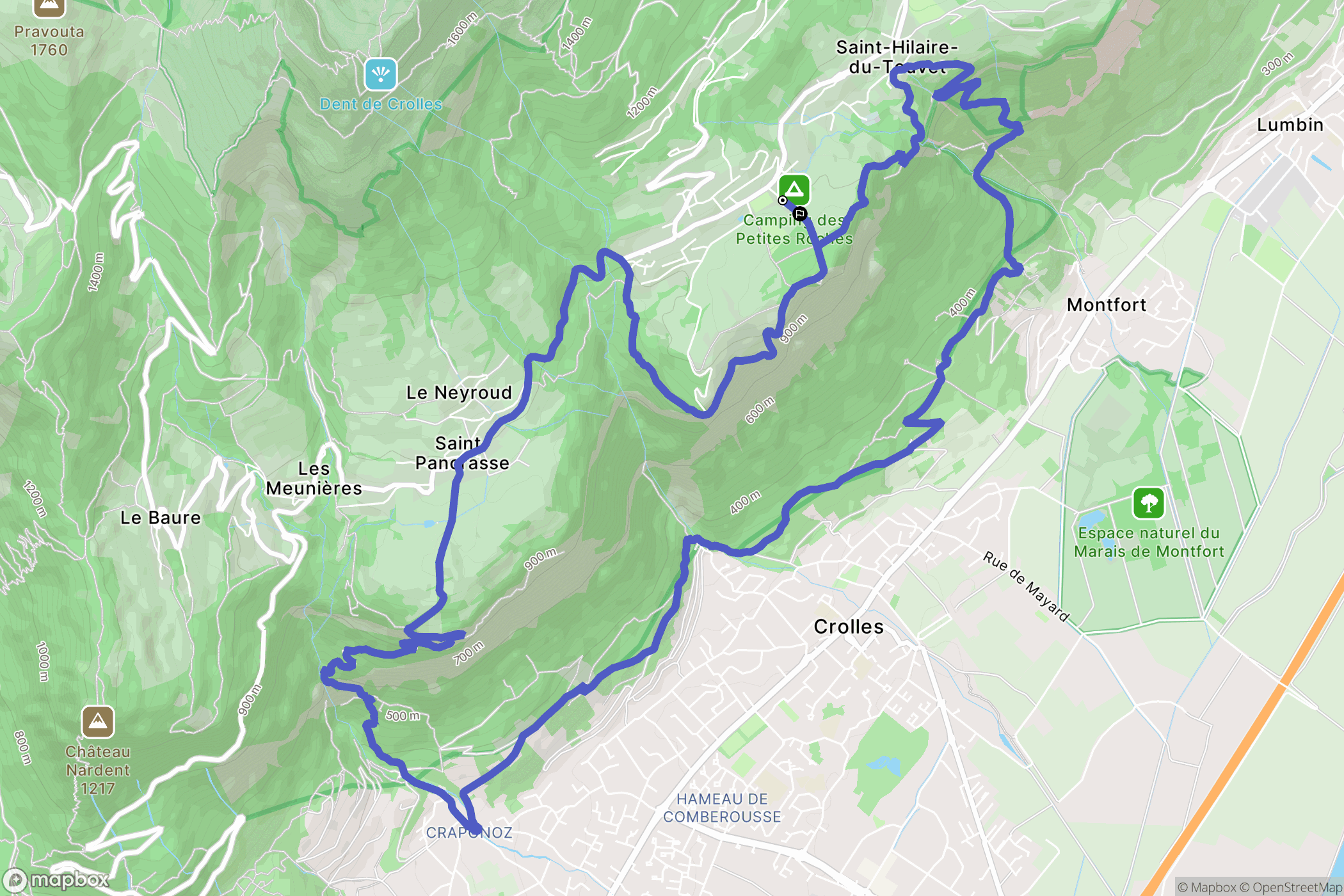 Plateau-des-Petites-Roches : carte du parcours de randonnée - France