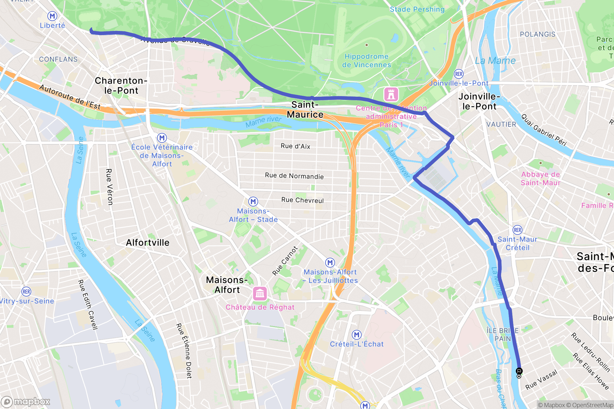 Saint-Maur-des-Fossés : carte du parcours de randonnée - France