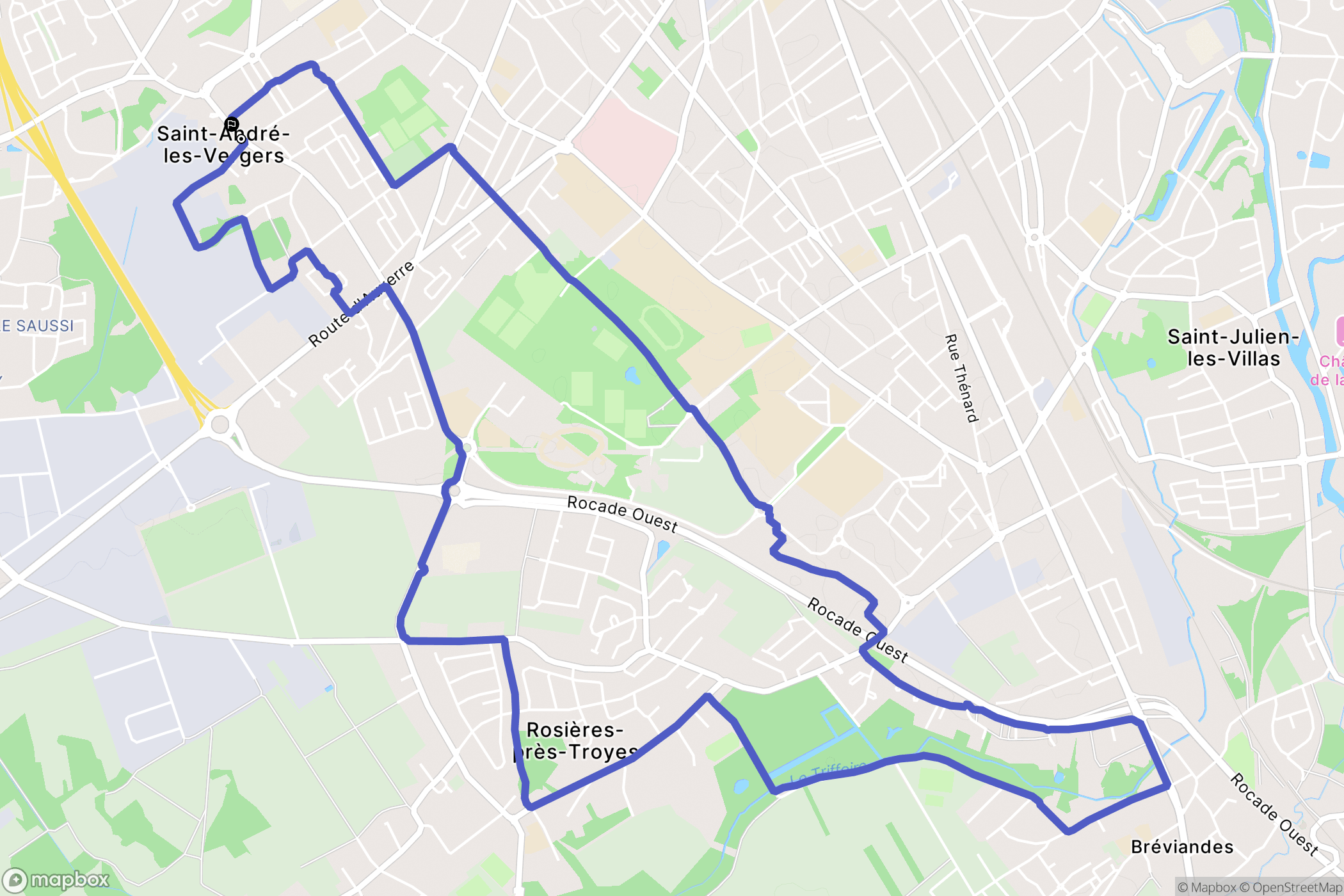 Saint-André-les-Vergers : carte du parcours de randonnée - France
