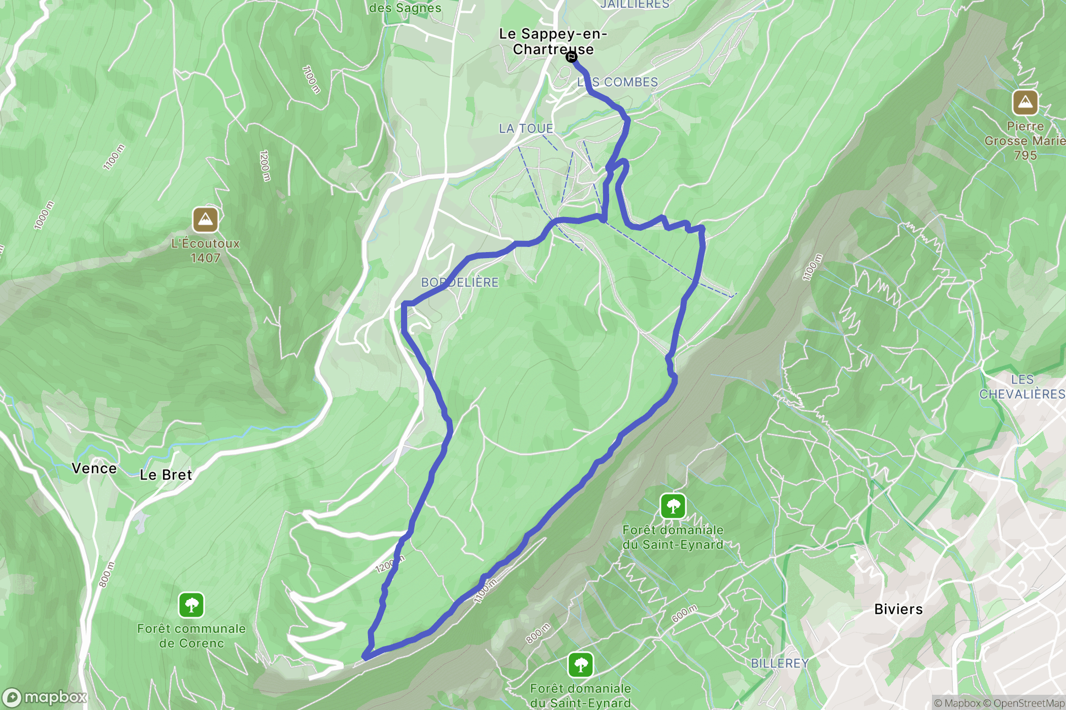 Le Sappey-en-Chartreuse : carte du parcours de randonnée - France