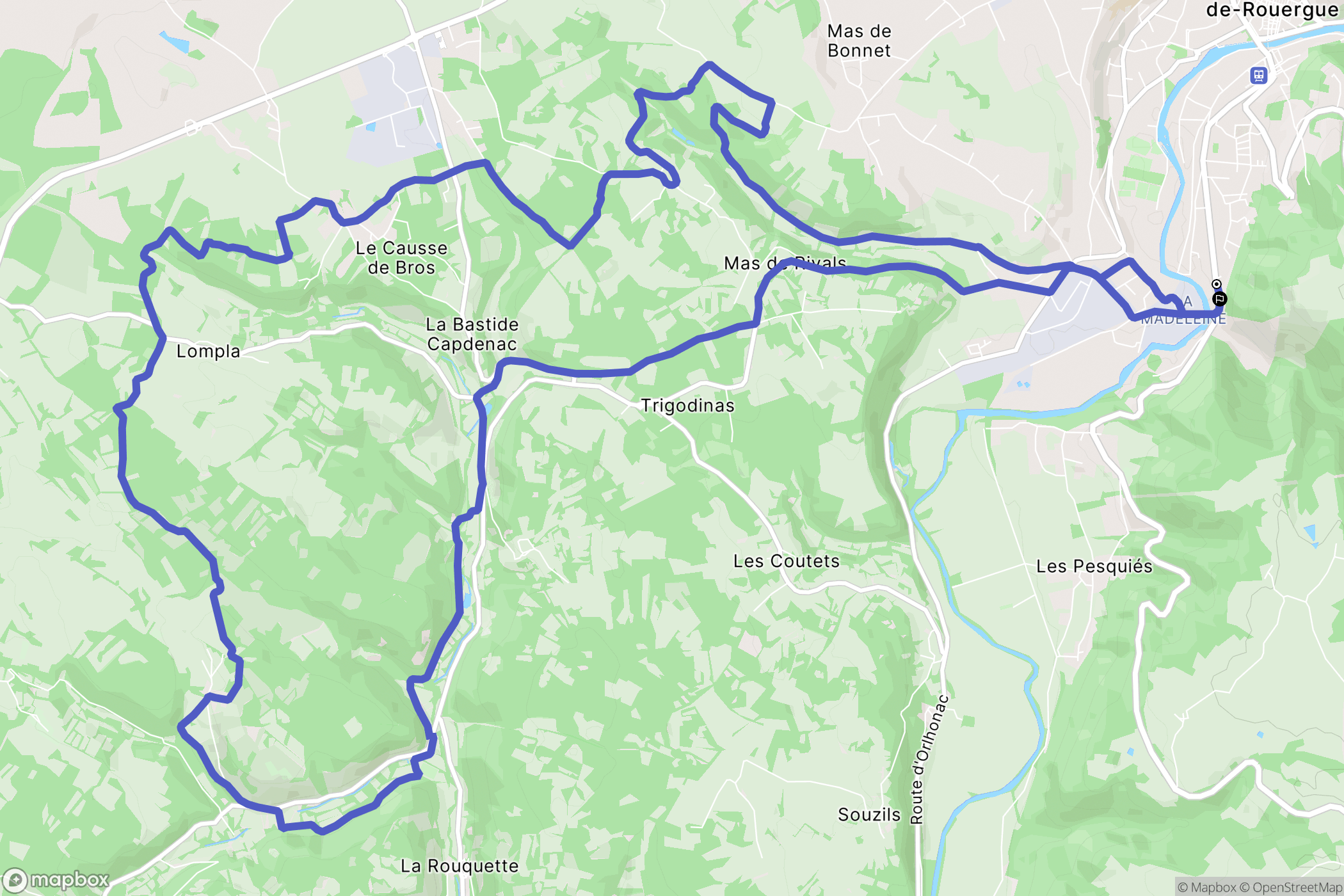 Villefranche-de-Rouergue : carte du parcours de randonnée - France