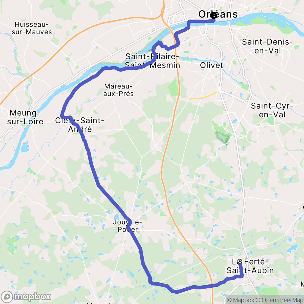La Ferté Saint Aubin : carte du parcours de randonnée - France