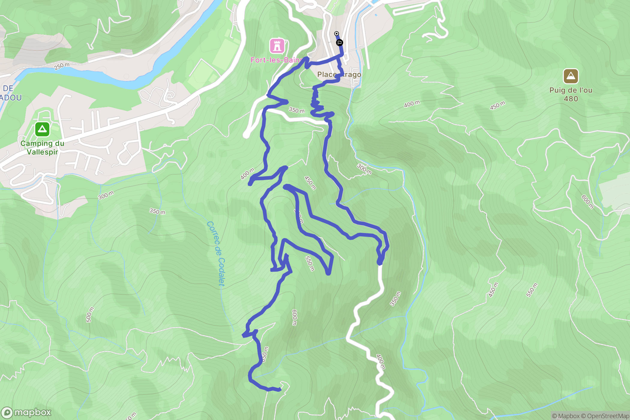 Amélie-les-Bains-Palalda : carte du parcours de randonnée - France