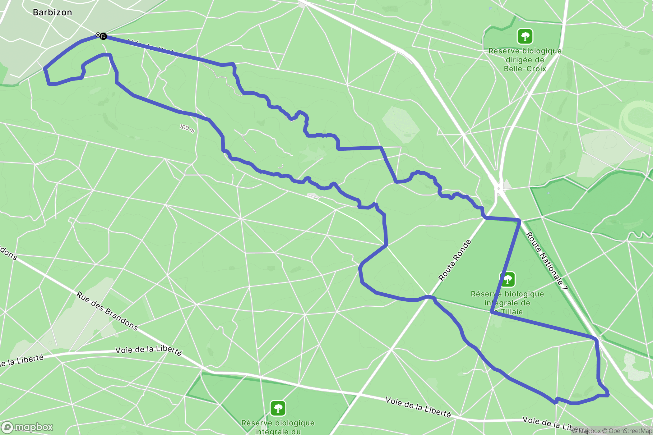 Barbizon : carte du parcours de randonnée - France