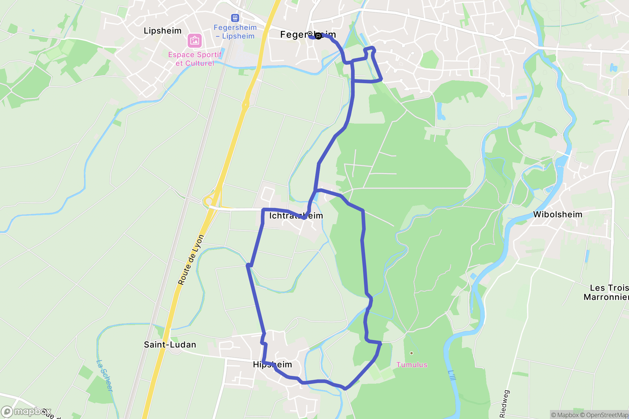 Fegersheim : carte du parcours de randonnée - France