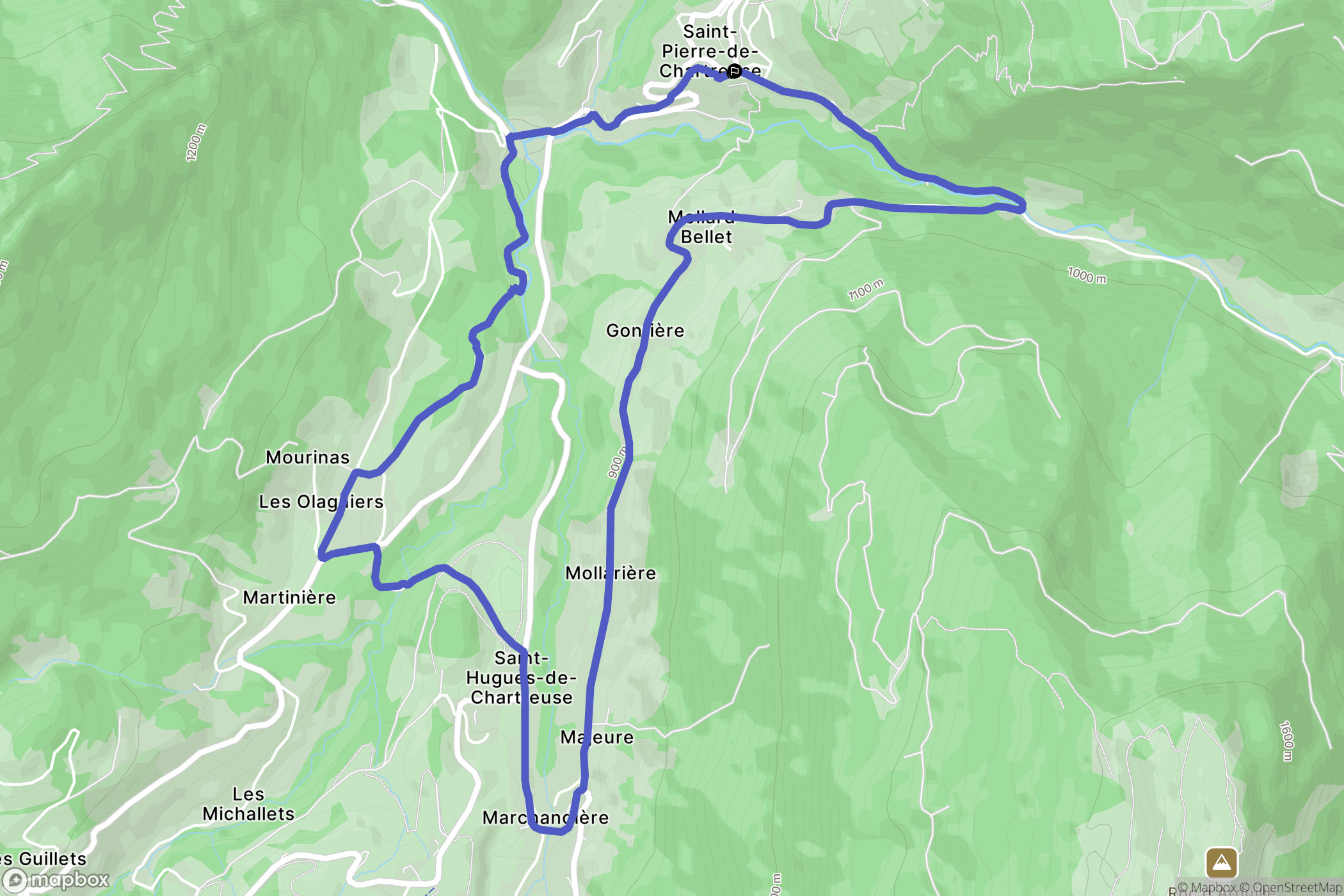 Saint-Pierre-de-Chartreuse : carte du parcours de randonnée - France