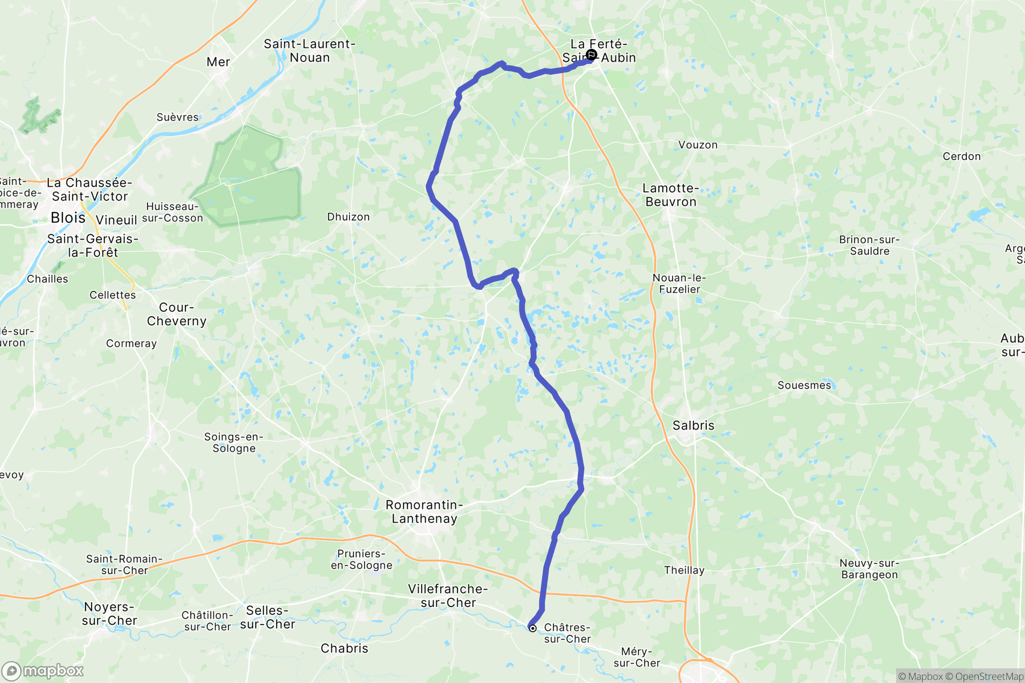 Mennetou-sur-Cher : carte du parcours de randonnée - France