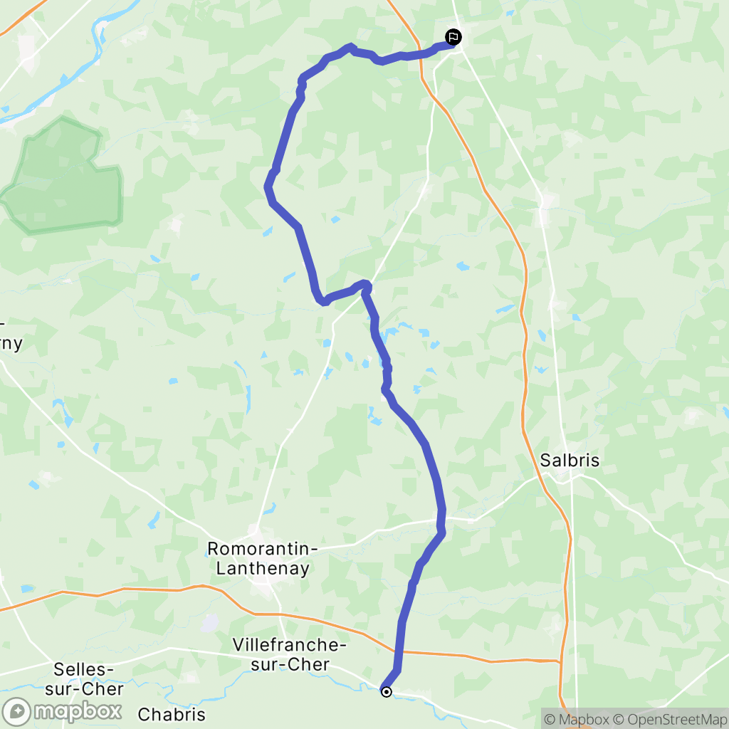 Mennetou-sur-Cher : carte du parcours de randonnée - France