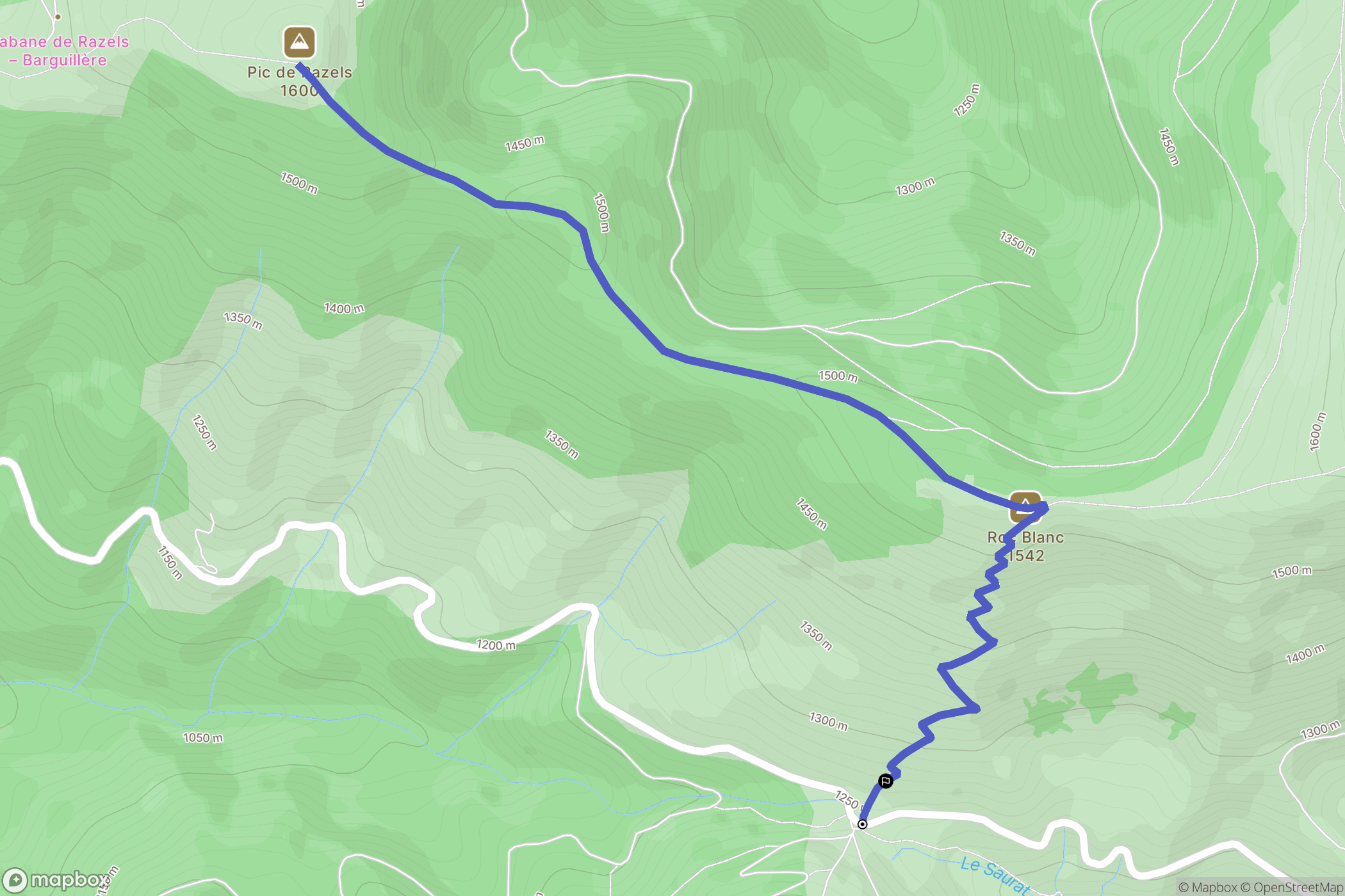 Saurat : carte du parcours de randonnée - France