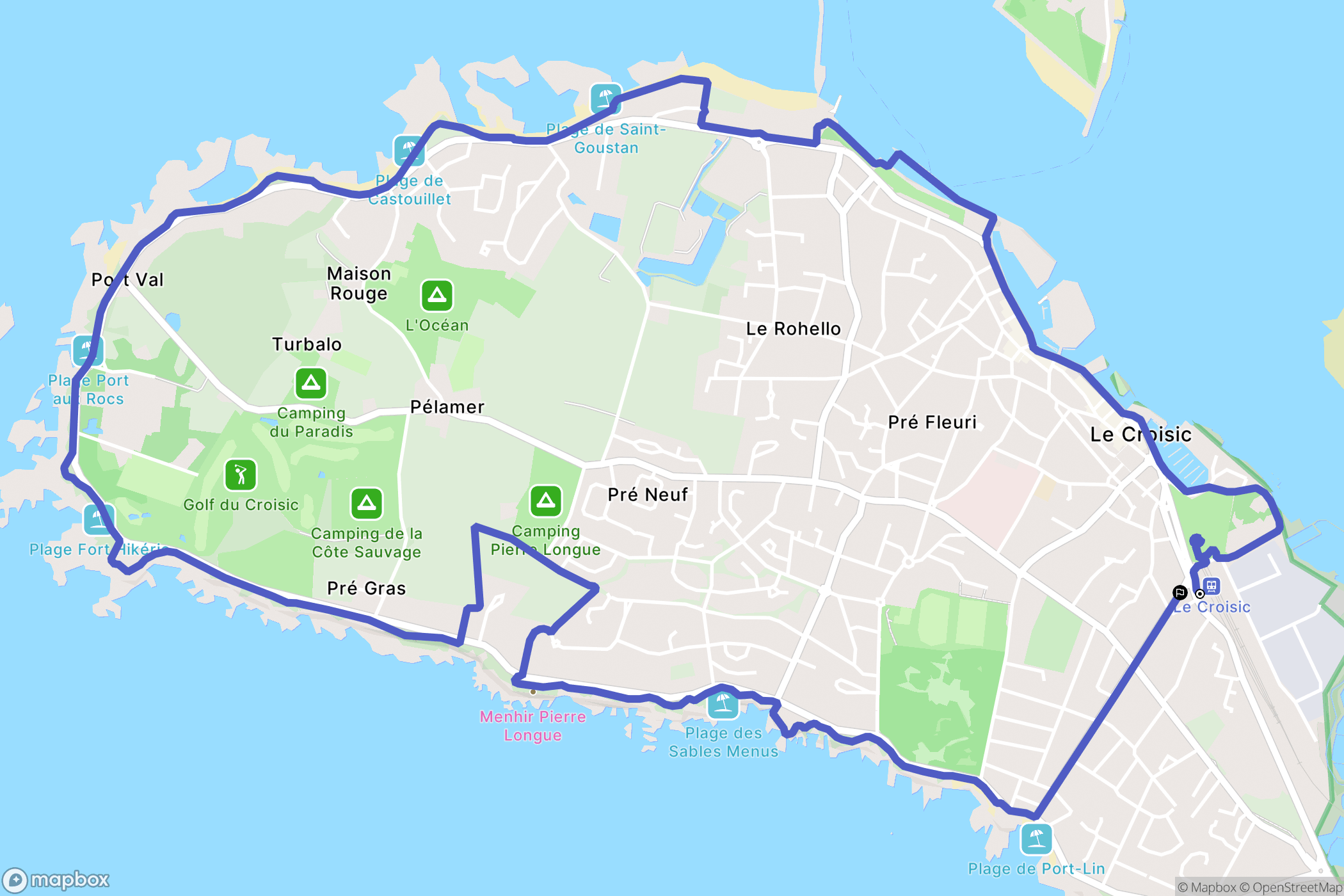 Le Croisic : carte du parcours de randonnée - France