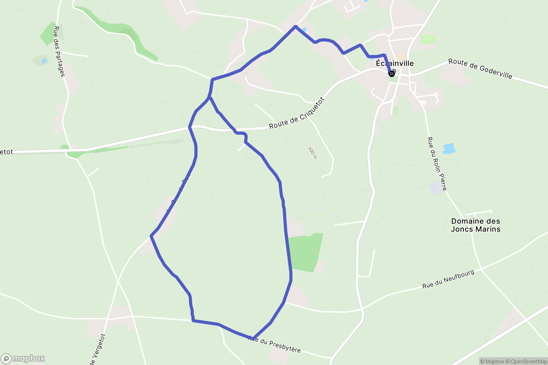 Cuverville : carte du parcours de randonnée - France