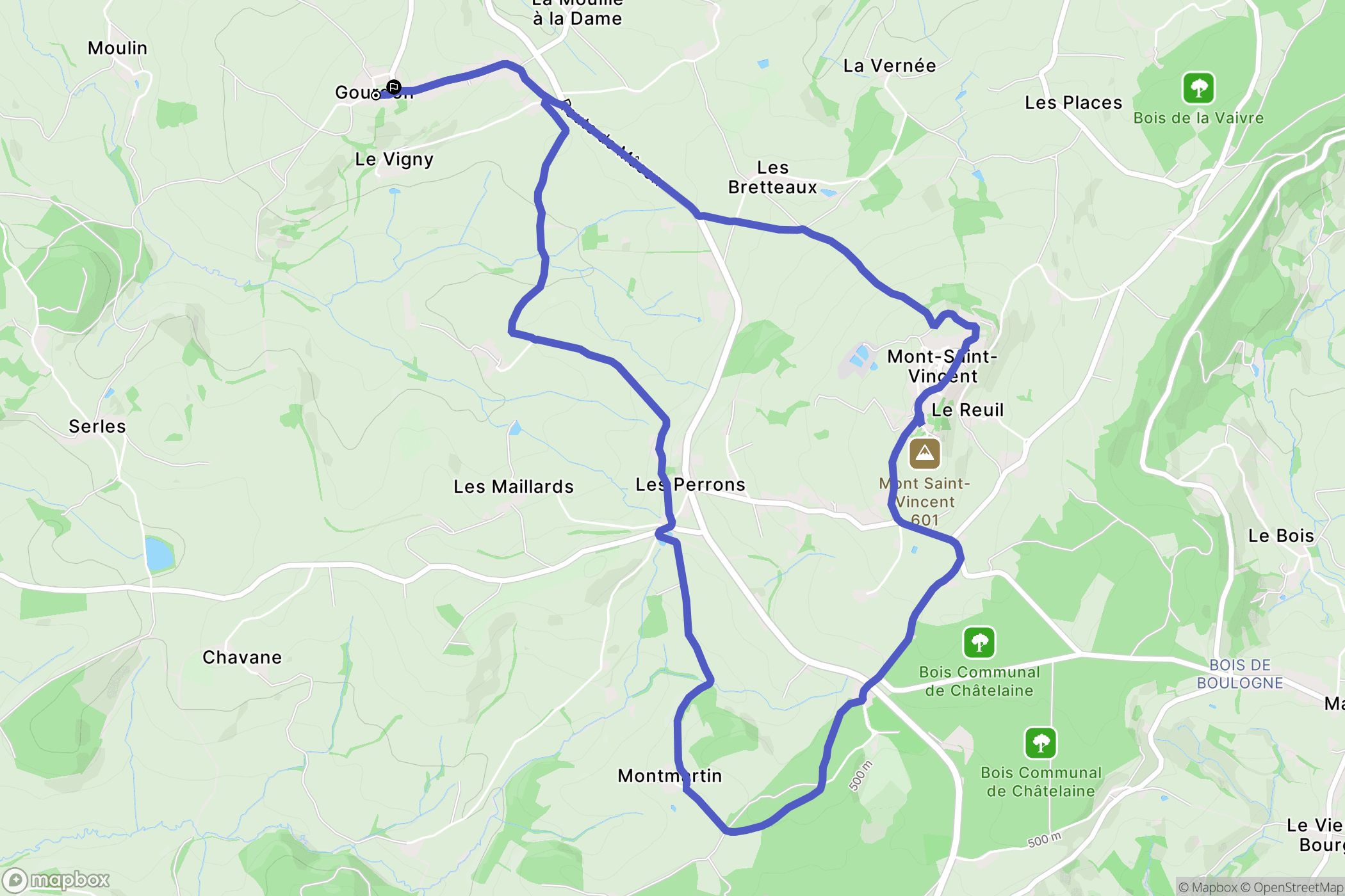 Gourdon : carte du parcours de randonnée - France