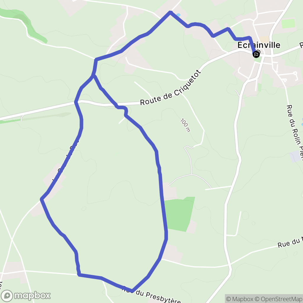 Cuverville : carte du parcours de randonnée - France