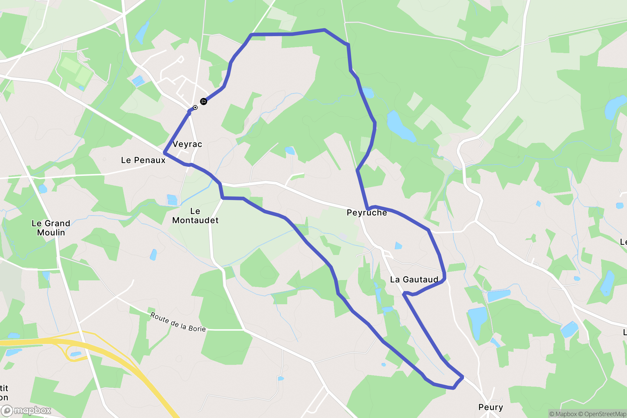 Veyrac : carte du parcours de randonnée - France