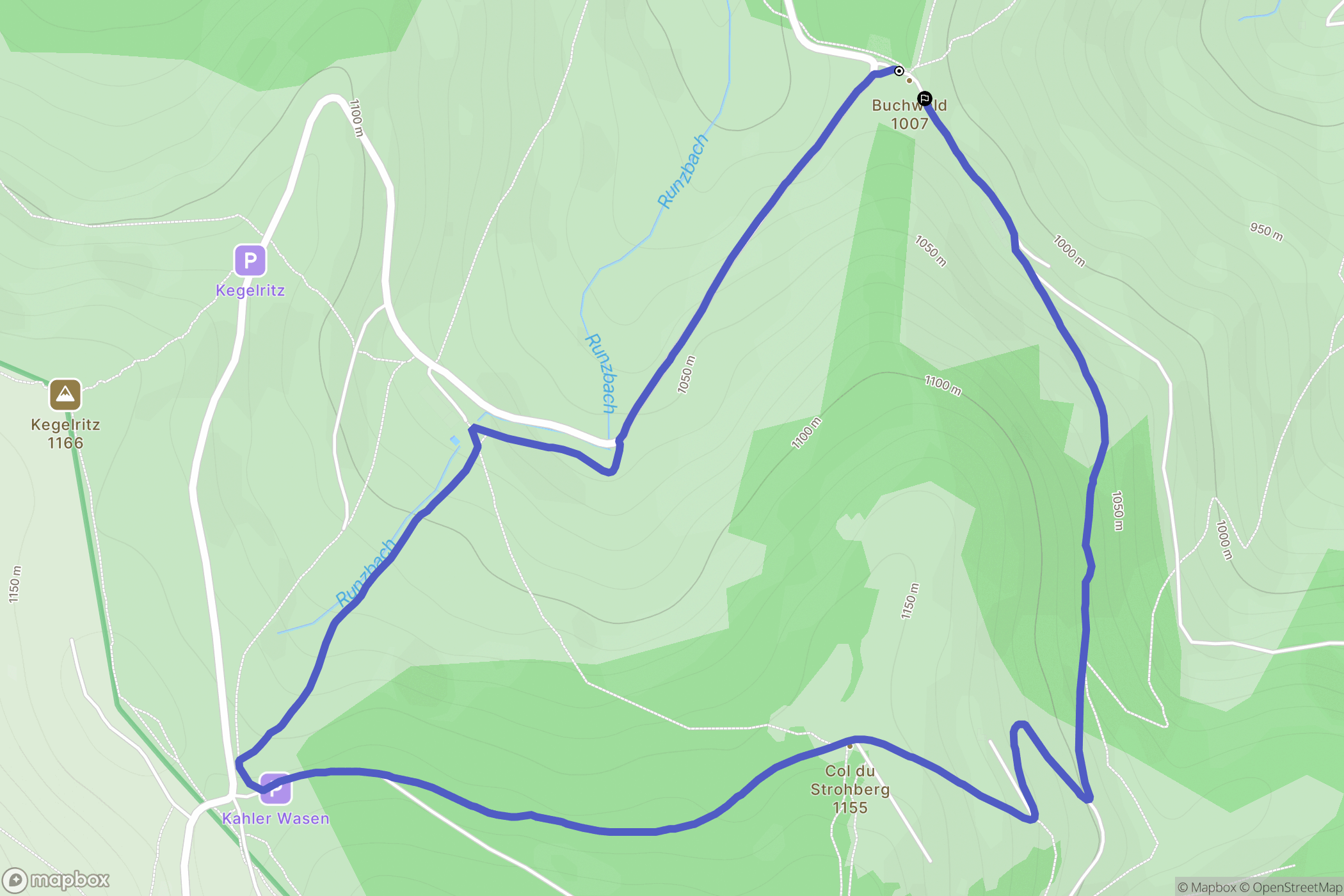Luttenbach-près-Munster : carte du parcours de randonnée - France