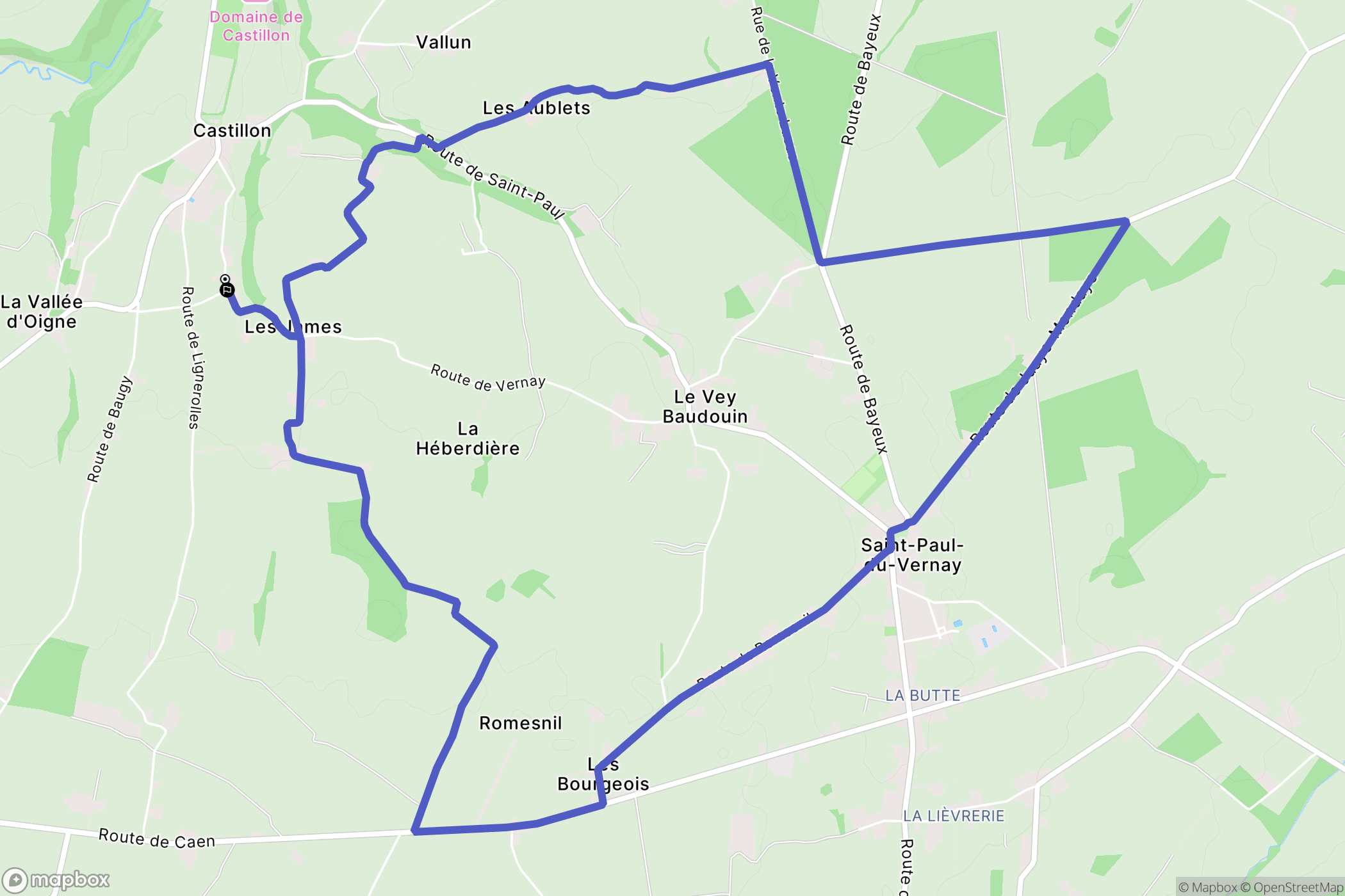 Castillon : carte du parcours de randonnée - France