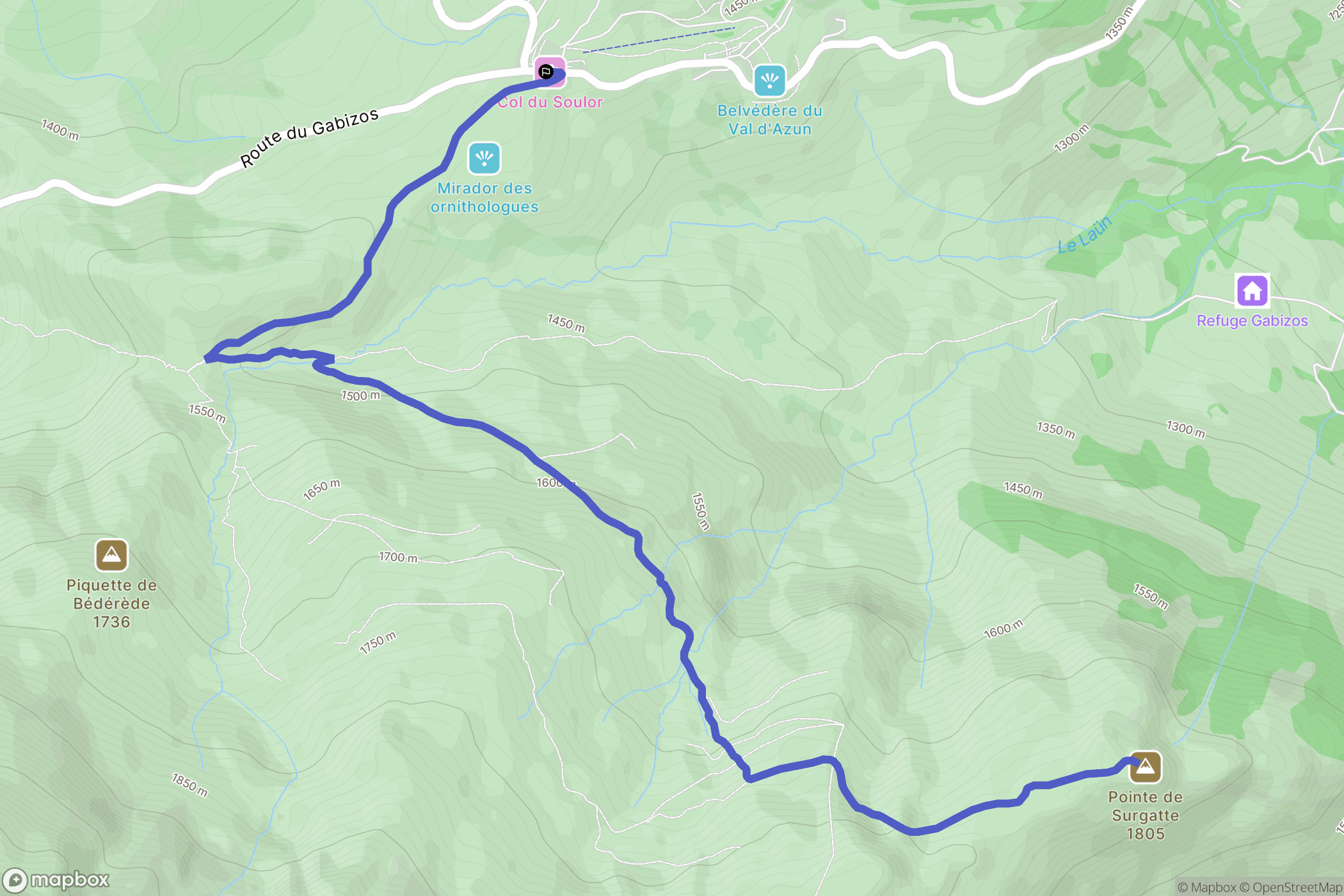 Arrens-Marsous : carte du parcours de randonnée - France