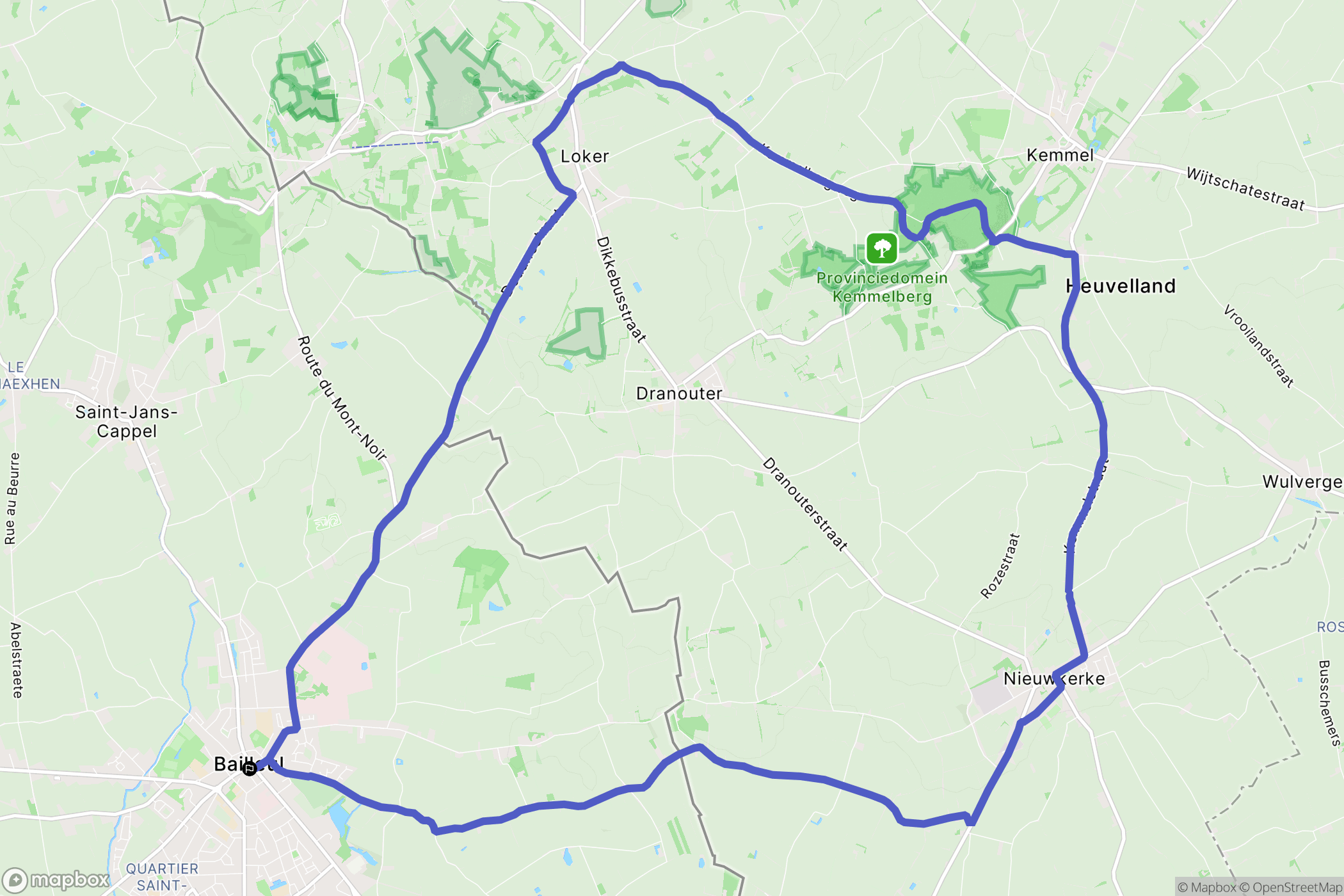 Bailleul : carte du parcours de randonnée - France
