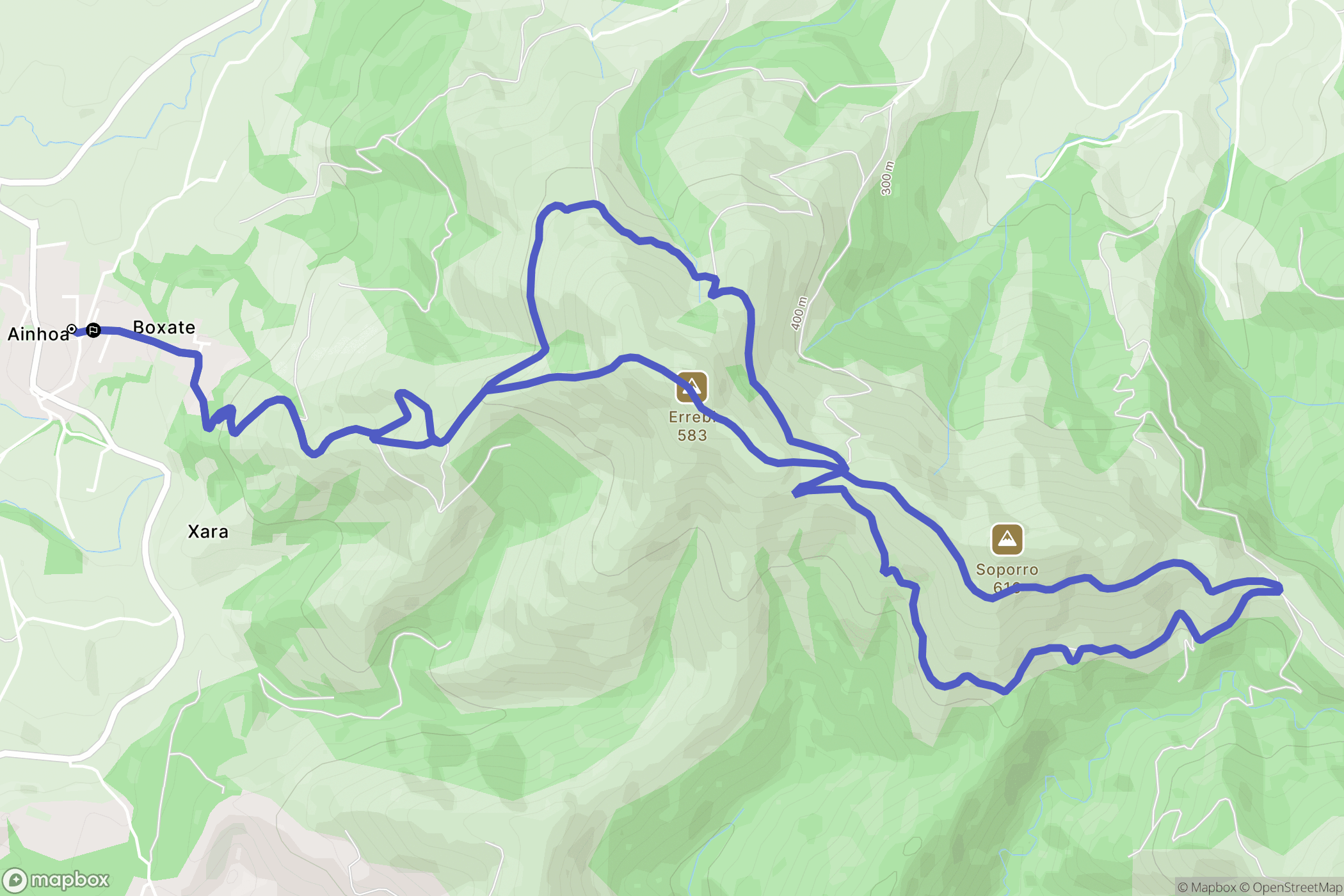 Aïnhoa : carte du parcours de randonnée - France