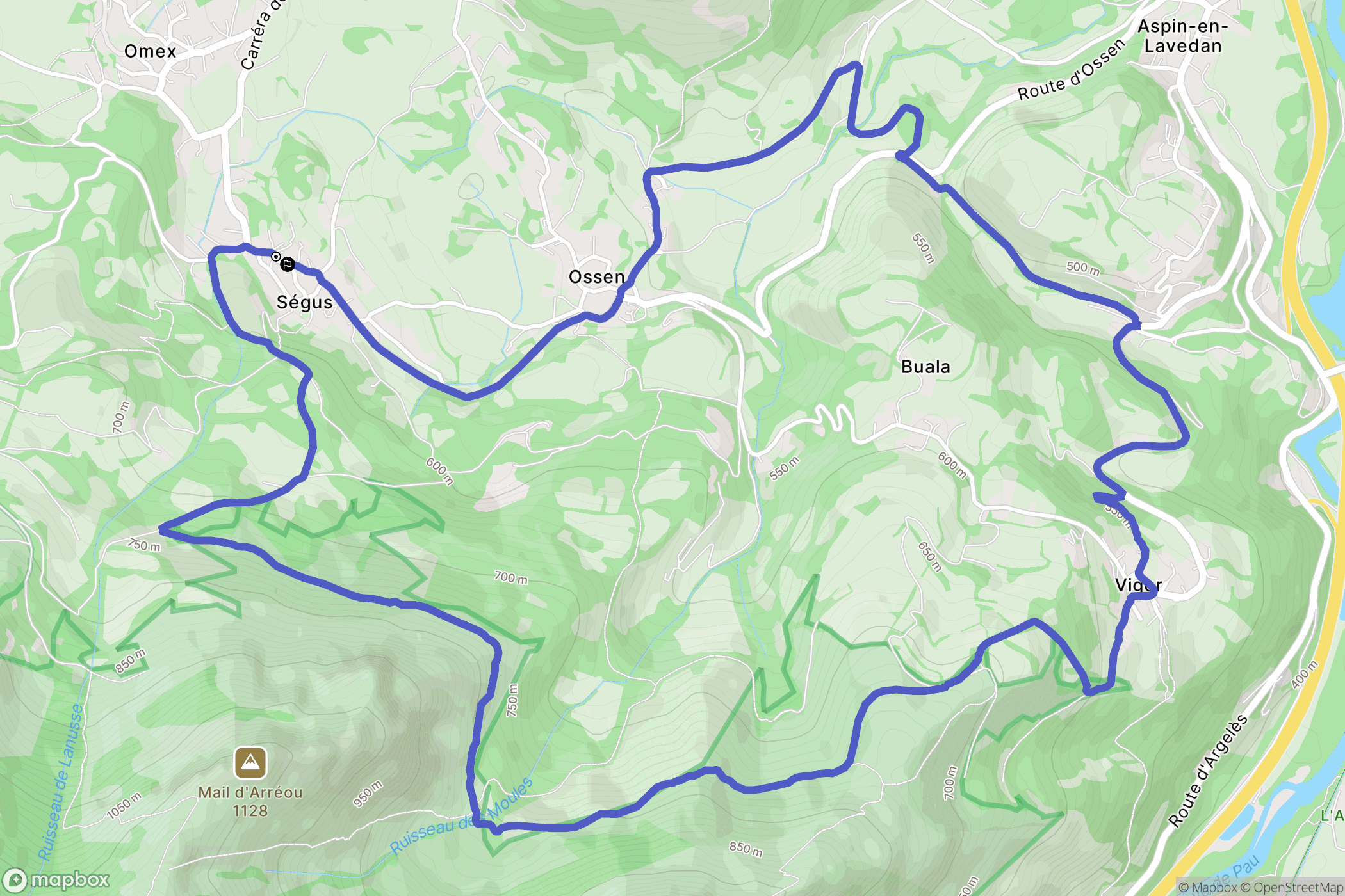 Ségus : carte du parcours de randonnée - France