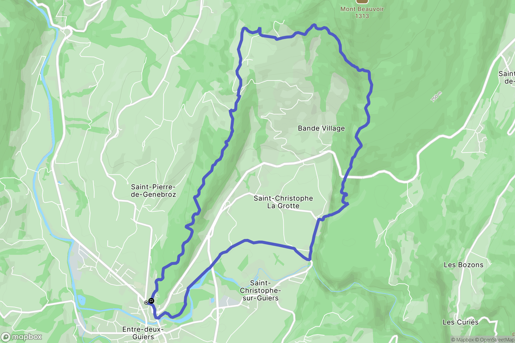 Les Échelles : carte du parcours de randonnée - France