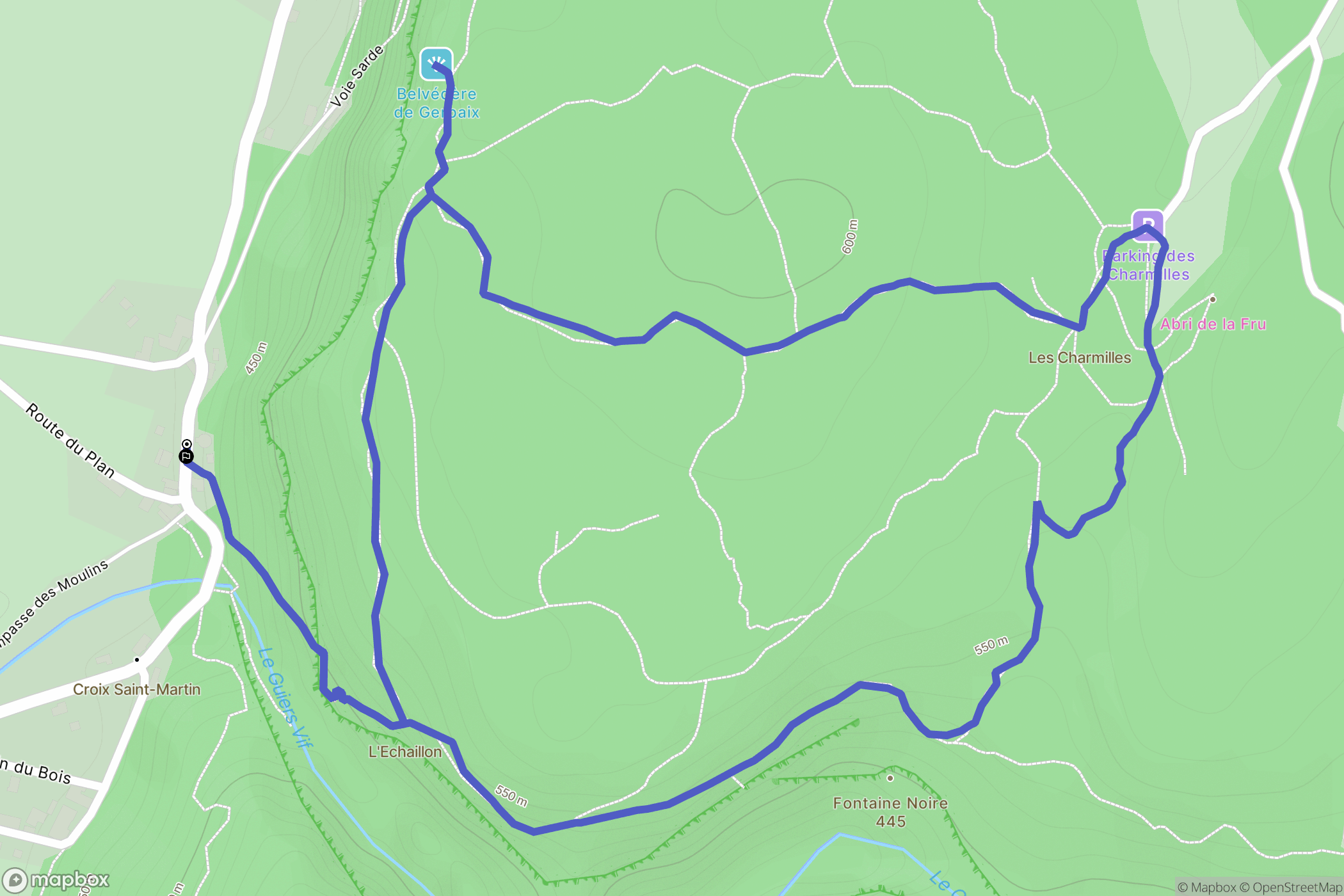 Le Pont Saint Martin : carte du parcours de randonnée - France