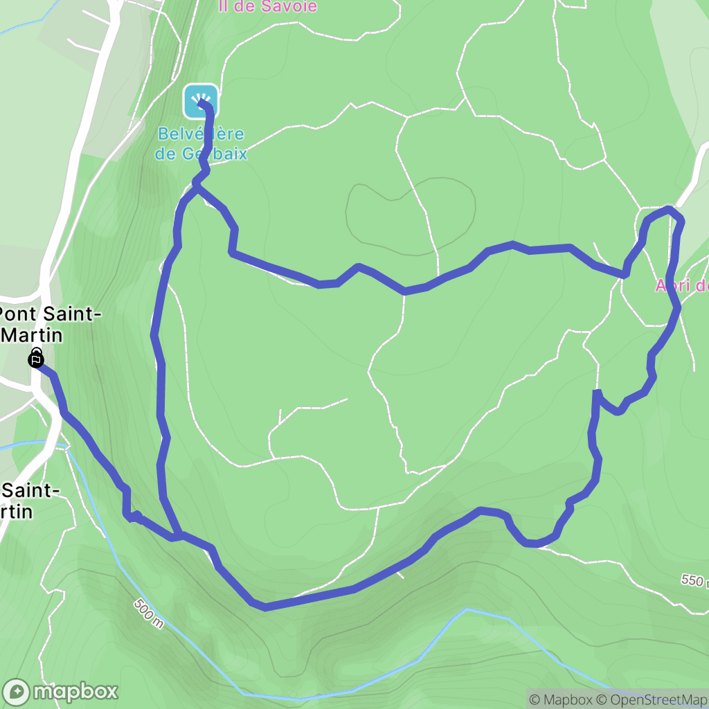 Le Pont Saint Martin : carte du parcours de randonnée - France