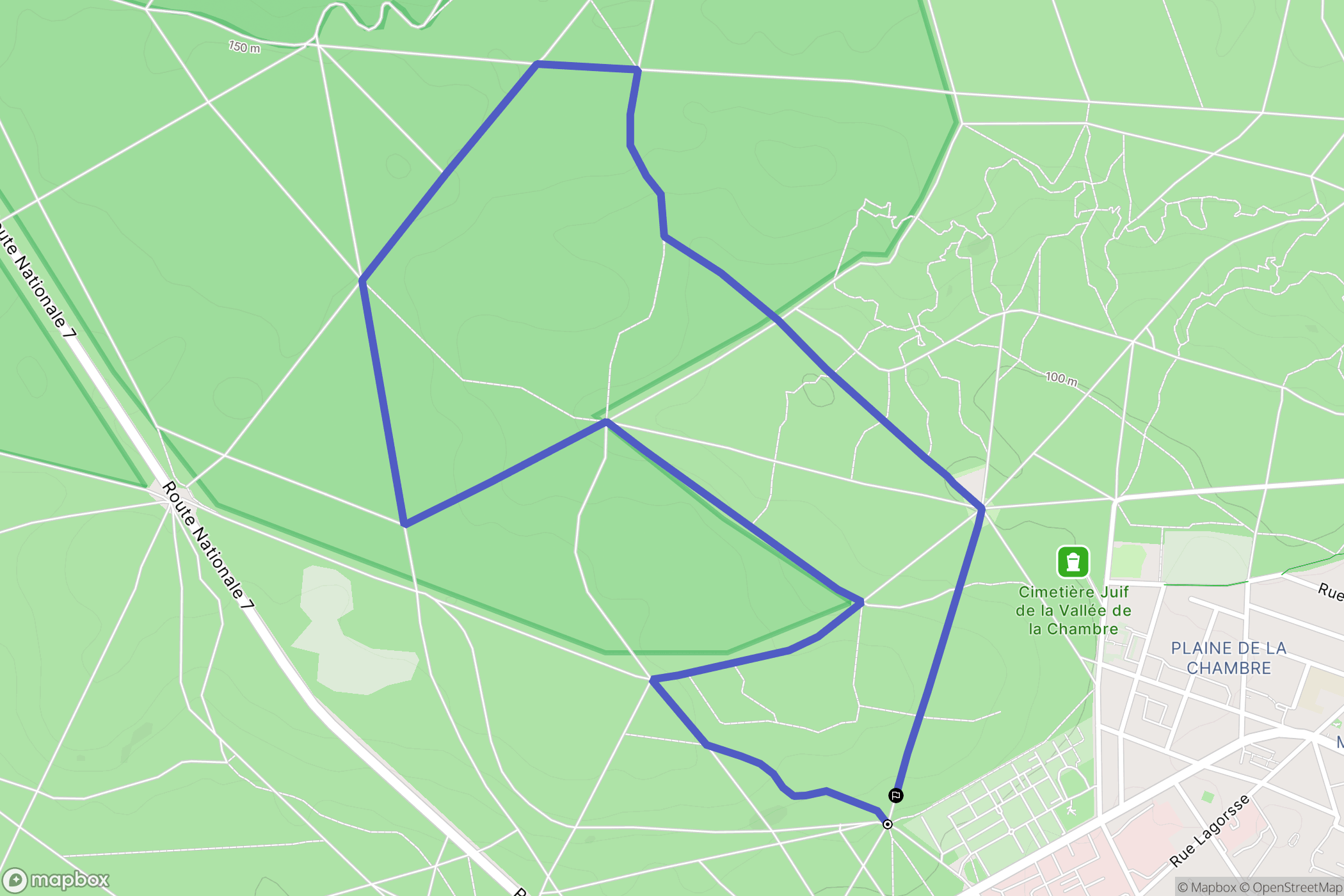 Fontainebleau : carte du parcours de randonnée - France