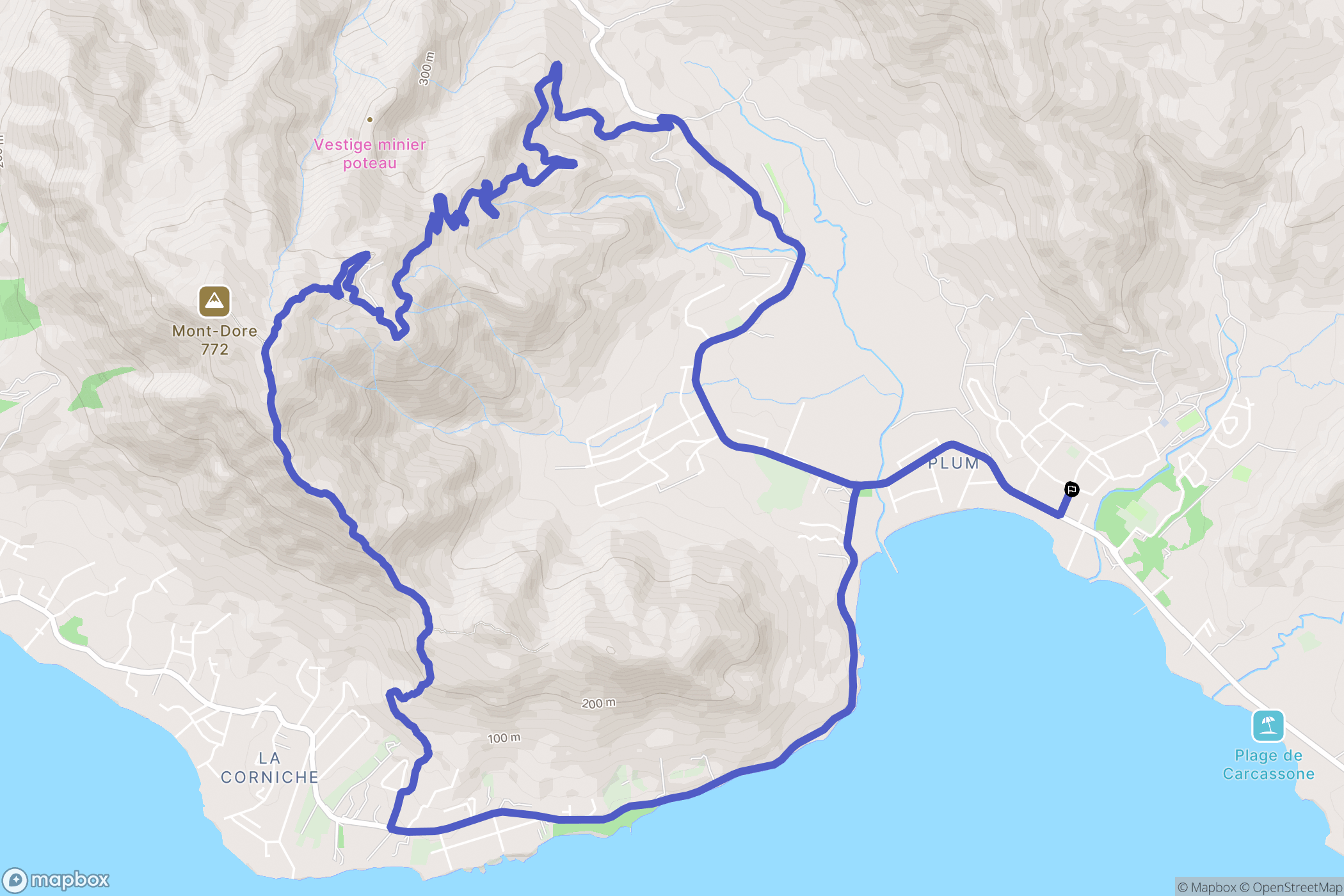 Plum : carte du parcours de randonnée - France