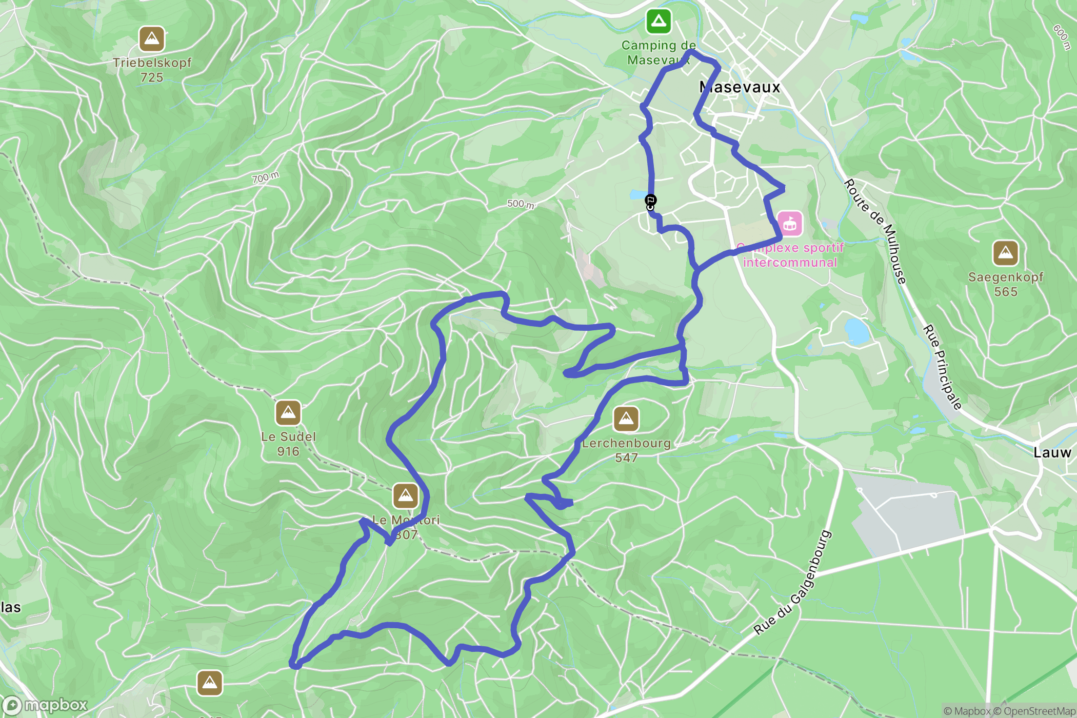 Masevaux : carte du parcours de randonnée - France