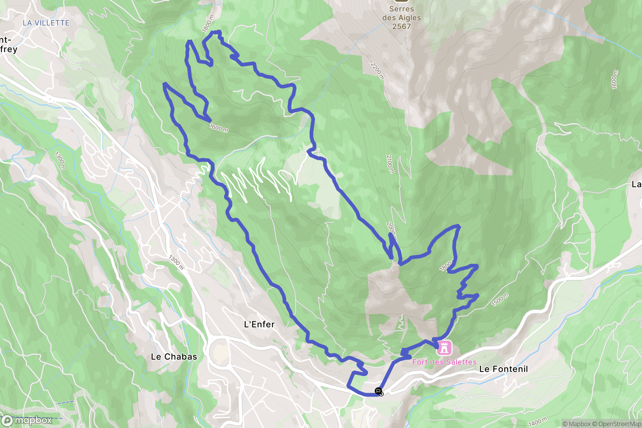 Briançon : carte du parcours de randonnée - France