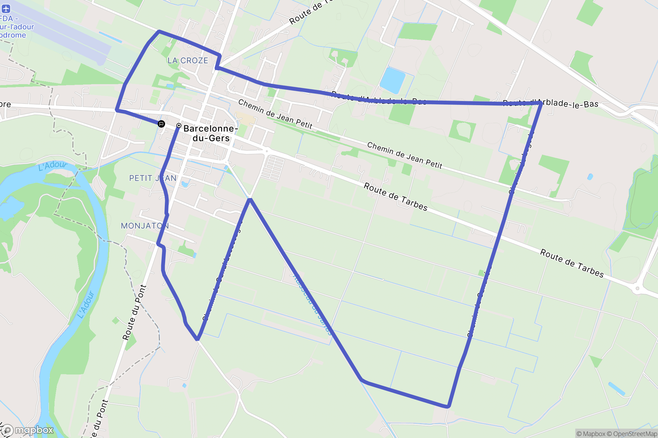 Barcelonne-du-Gers : carte du parcours de randonnée - France