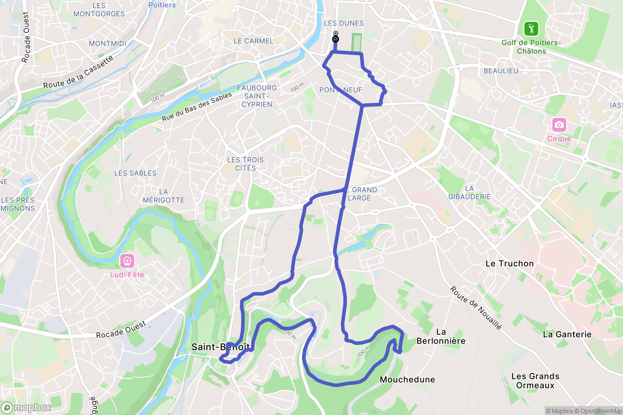 Poitiers : carte du parcours de randonnée - France