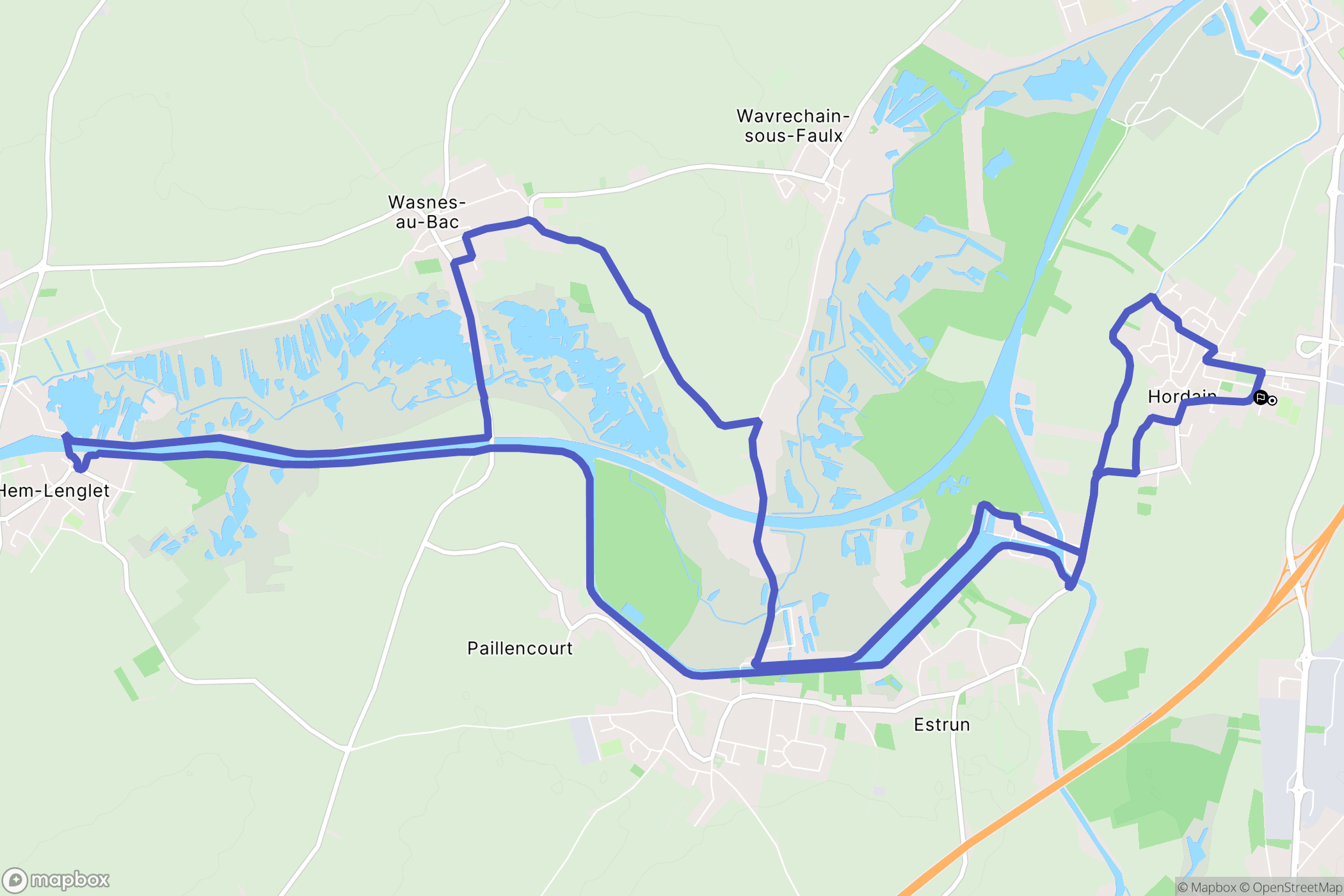 Hordain : carte du parcours de randonnée - France