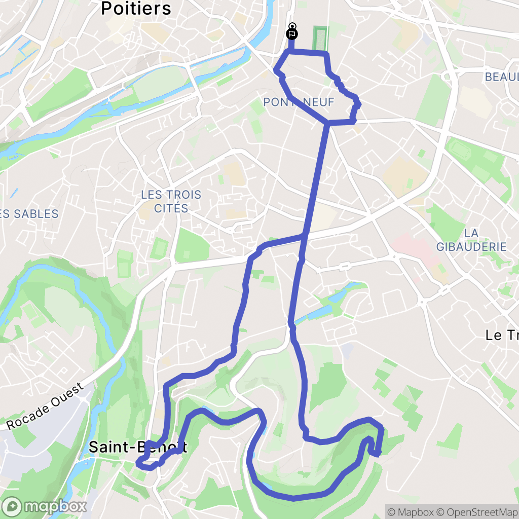 Poitiers : carte du parcours de randonnée - France
