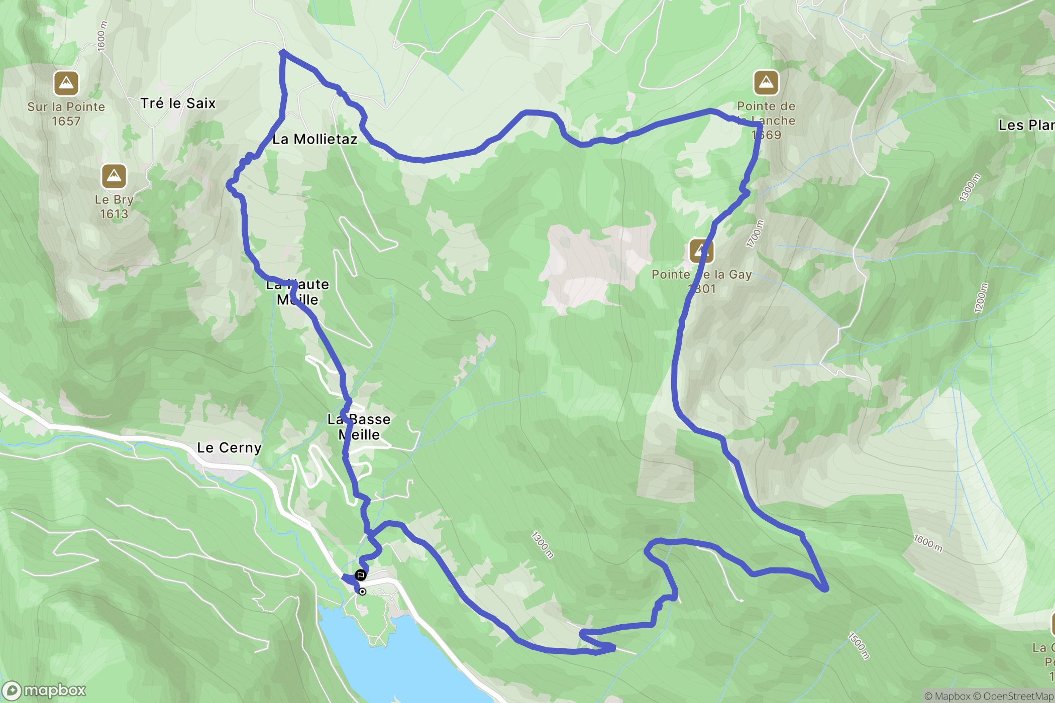 Bellevaux : carte du parcours de randonnée - France