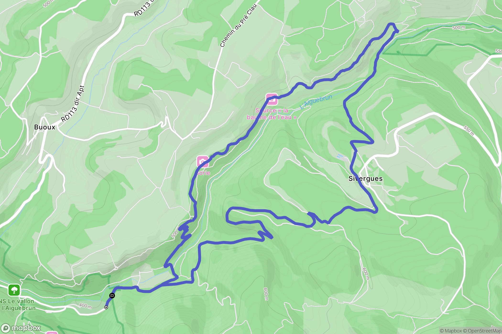 Buoux : carte du parcours de randonnée - France