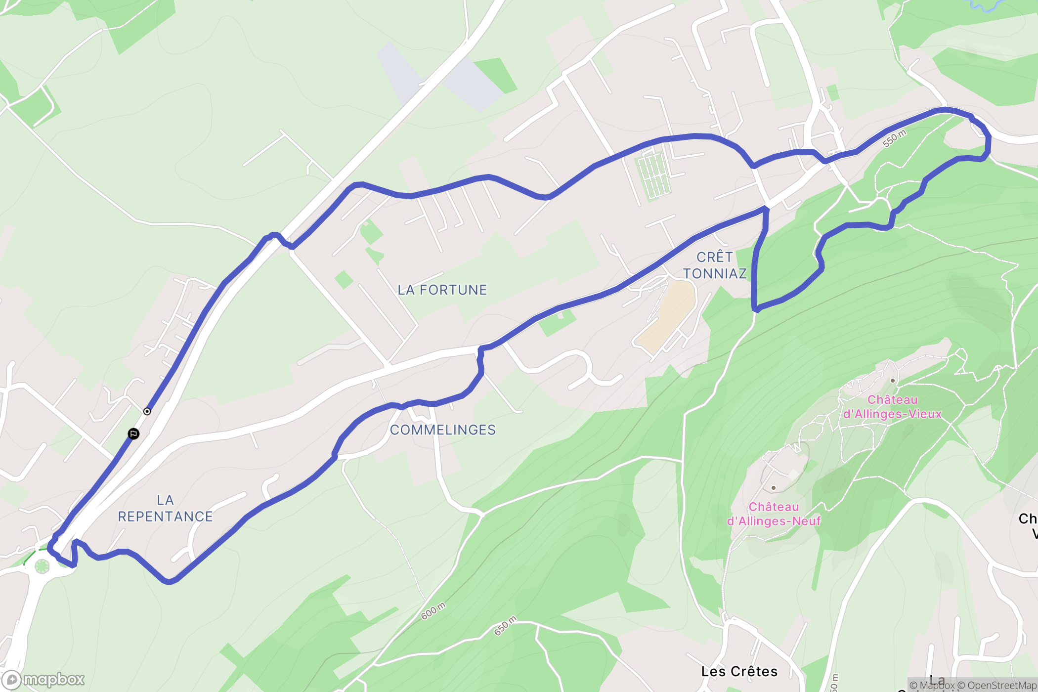 Allinges : carte du parcours de randonnée - France