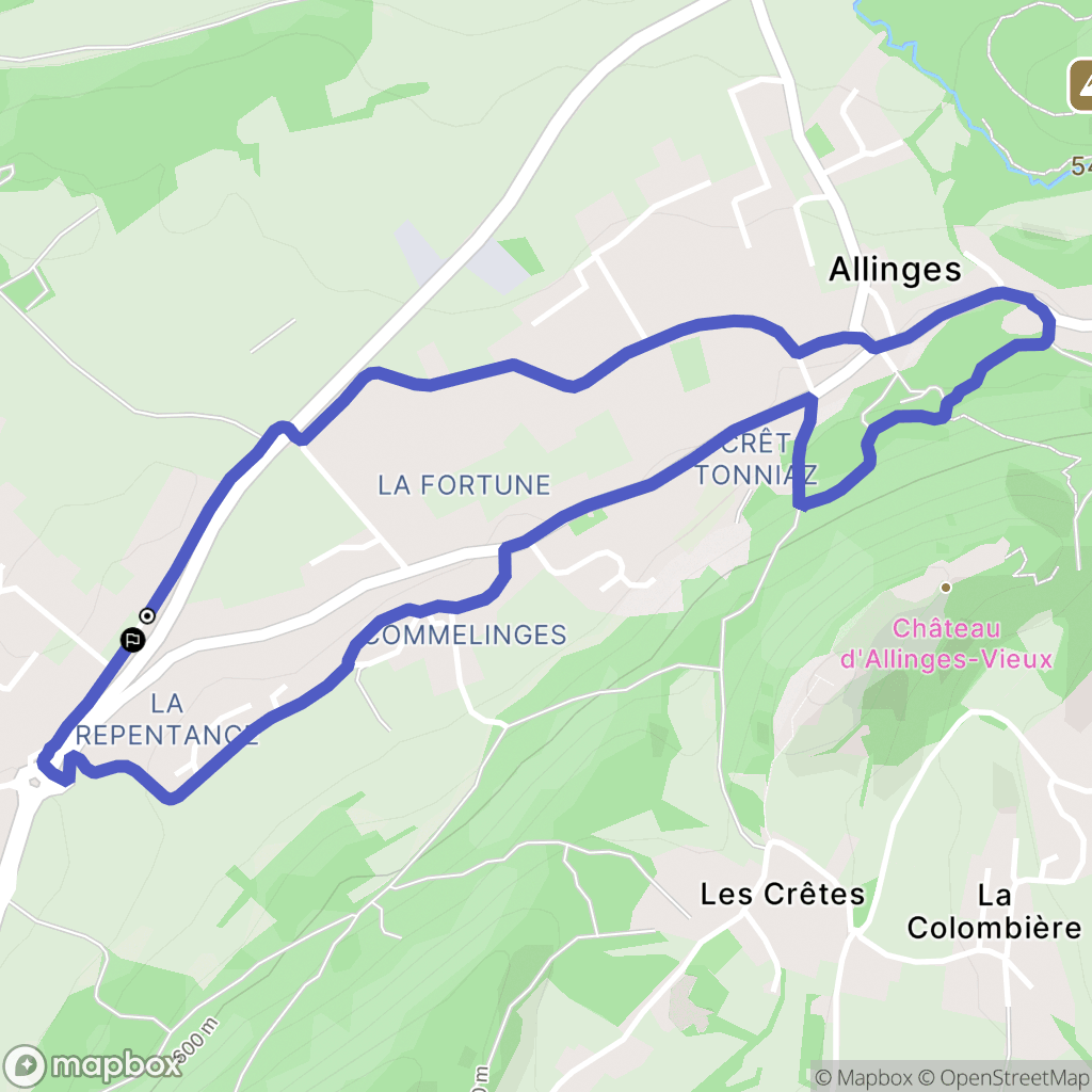 Allinges : carte du parcours de randonnée - France