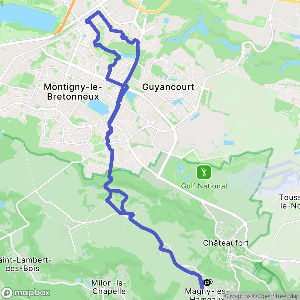 Magny les Hameaux : carte du parcours de randonnée - France