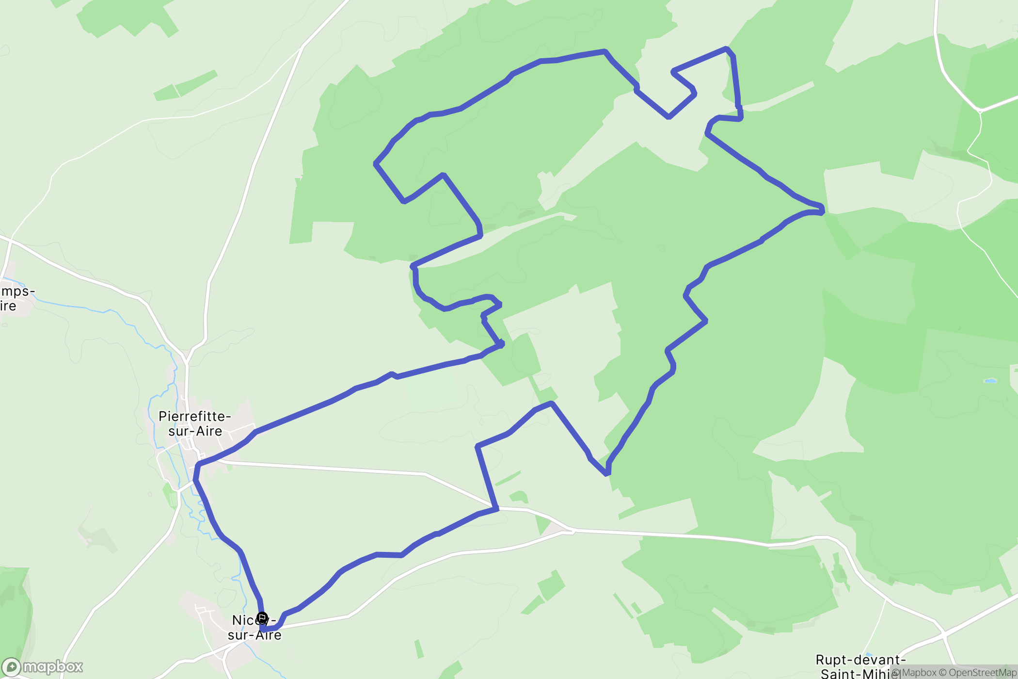 Nicey sur Aire : carte du parcours de randonnée - France