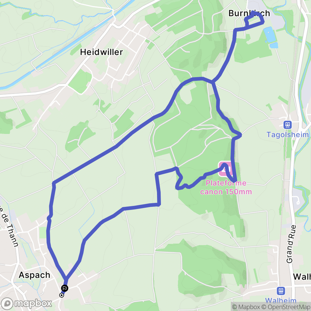 Aspach : carte du parcours de randonnée - France