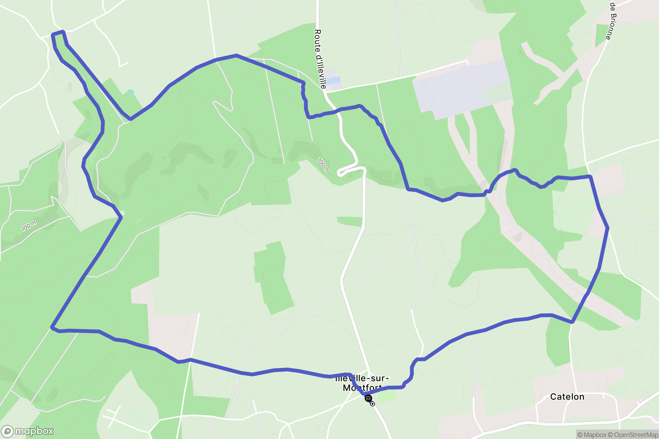 Illeville-sur-Montfort : carte du parcours de randonnée - France